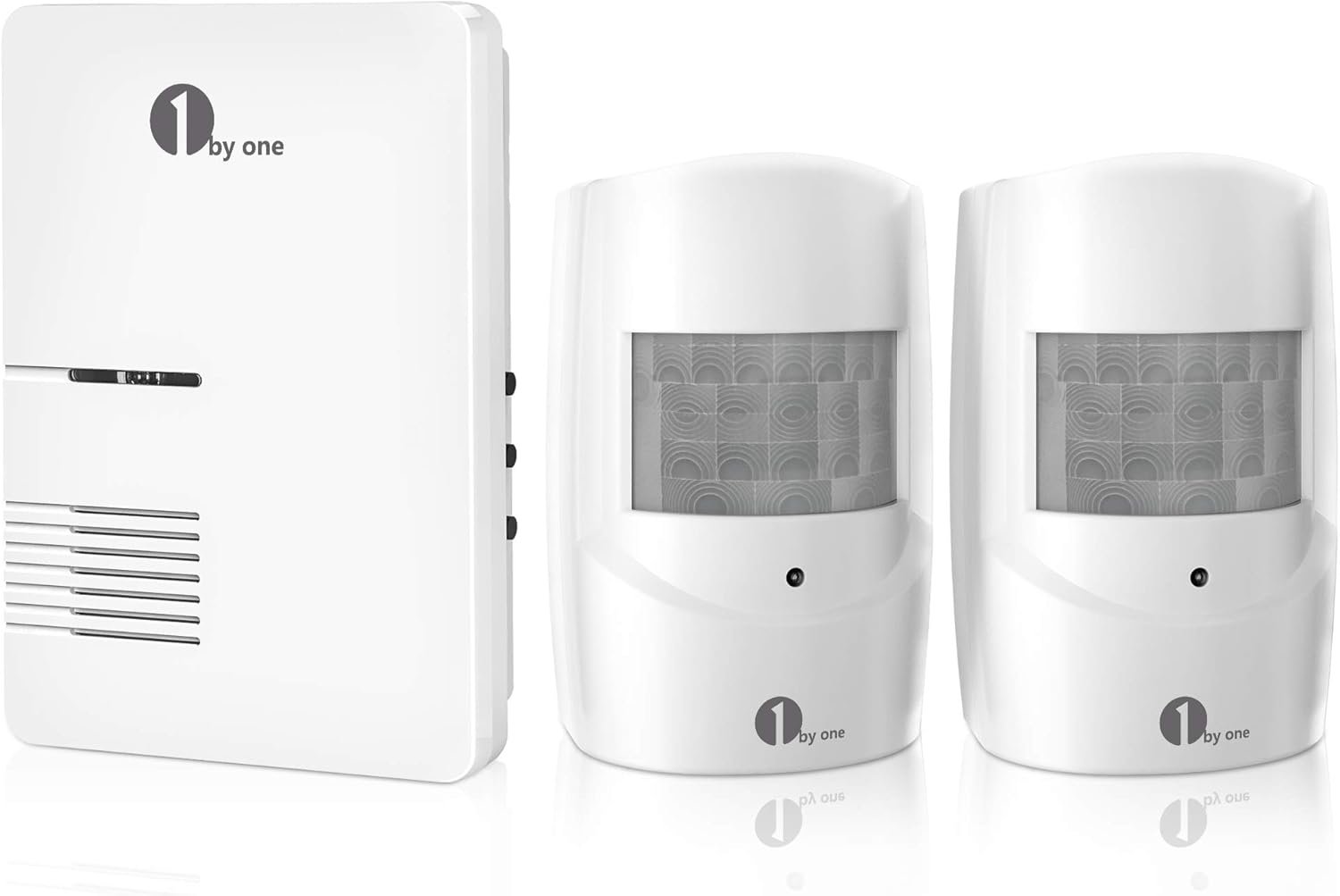 1byone Driveway Alarm, Home Security Alert System with 36 Melodies, 1 Plug-in Receiver and 2 Weatherproof PIR Motion Detector, 1000ft Wireless Transmission Range and 24ft PIR Detection Range