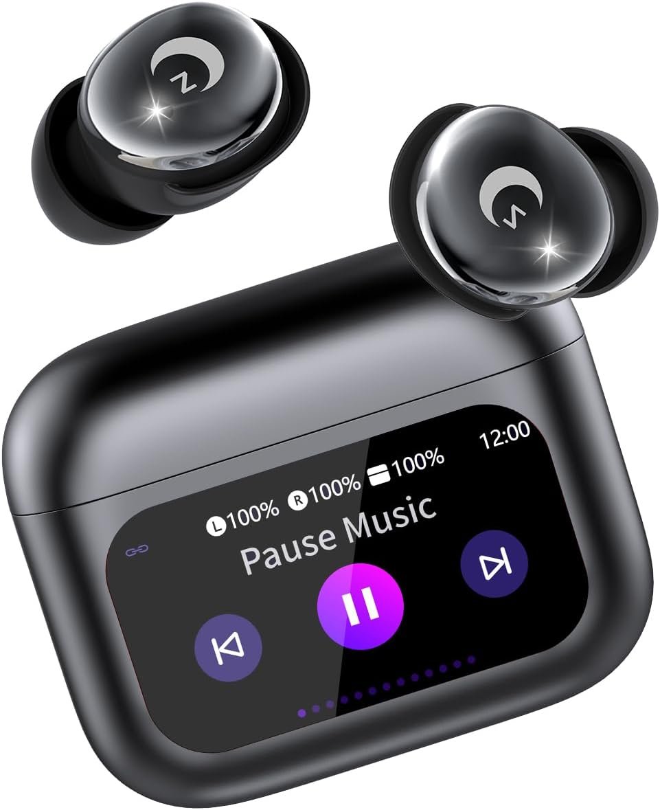 VEKJ Sleep Earbuds Bluetooth 5.4, 48H Smart Touch Screen in Ear Ear Buds, 2025 Mini Sleep Headphones Small Design for Side Sleepers, 5 EQ Modes, Clear Calls, IPX7 Waterproof in Ear Earphones