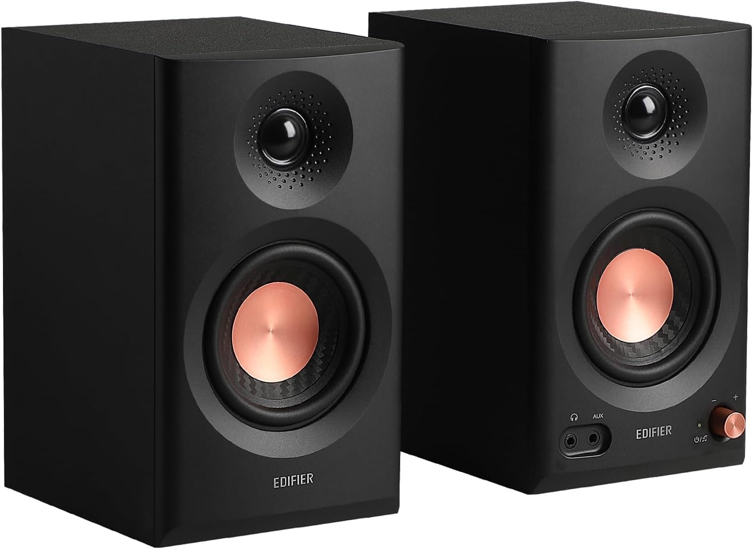 Edifier MR3 Powered Studio Monitor Speakers, Hi-Res Audio Certified Bluetooth V5.4 Active Bookshelf Loudspeakers, 2.0 Computer Speaker with Headphone Output RCA AUX Balanced TRS Input – Black (Pair)