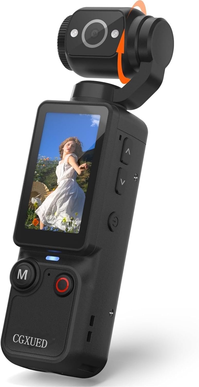 Vlogging Camera with 180° Rotating Lens, Pocket Body Camera with Audio & Video Recording,7-Hour Battery, Handheld POV Cameras with 32GB Card, Easy One-Button Recording for Travel,Daily Life