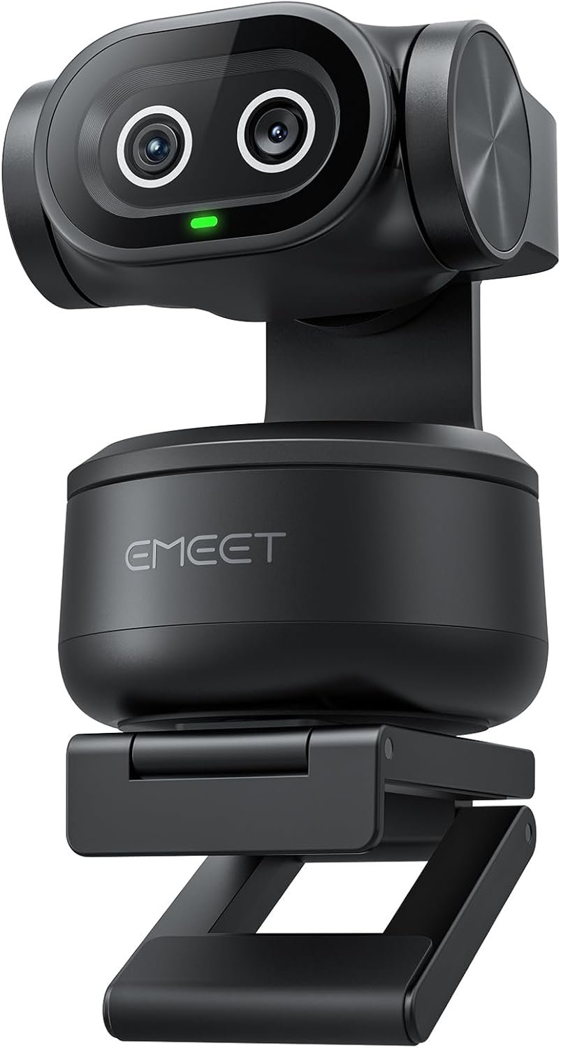 EMEET PIXY Dual-Camera AI-Powered PTZ Camera 4K, AI Tracking, PDAF&AI Autofocus 0.2s, 1/2.55” Sony Sensor, 3 Mics, Presets, Gesture Control, 4K Webcam for Streaming and OBS/Twitch/Switch 2 Compatible