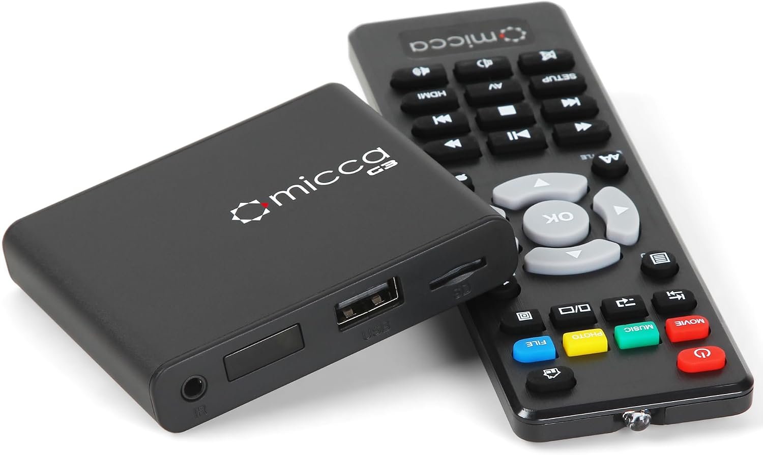 Micca G3 2K Quad-HD Digital Media Player for USB Drives and MicroSD Cards, Digital Signage, H.265/HEVC H.264/AVC MP4 MKV Videos MP3 Music JPG Photos, 4K HDMI, Analog AV, Auto Play and Resume