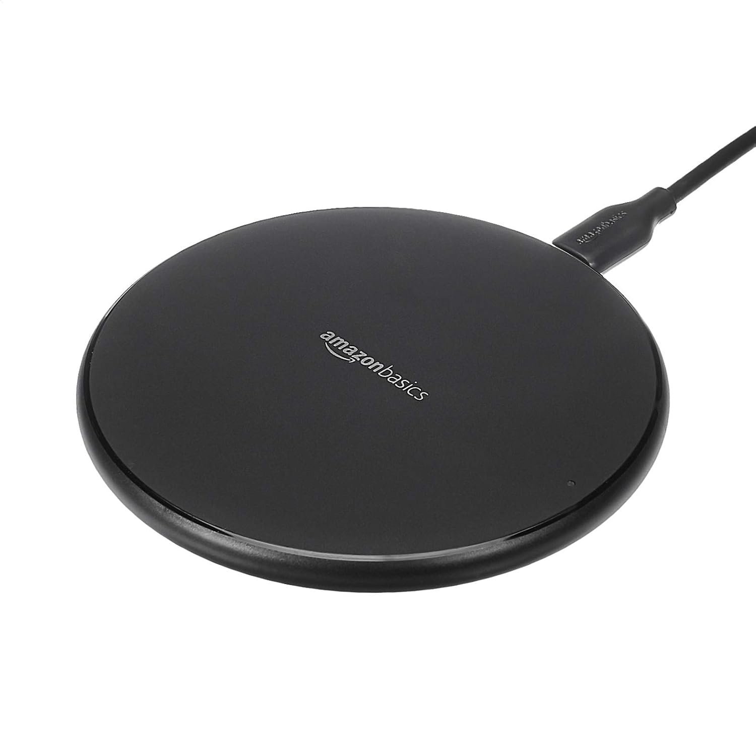 Amazon Basics Wireless Charger, 15W Qi Certified Wireless Charging Pad with USB Cable, Compatible with iPhone 15/14/13/12/11/X, Samsung & LG, Case Compatible, Black