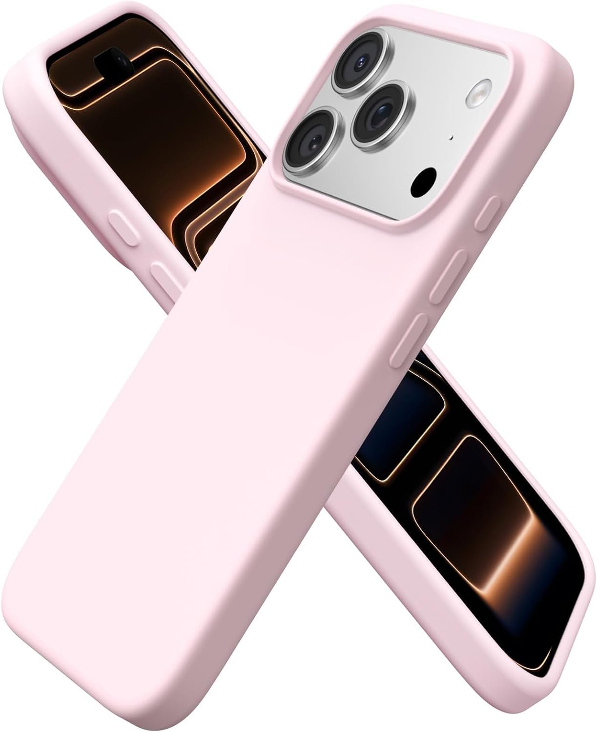 ORNARTO Compatible with iPhone 17 Pro Case 6.3″, Slim Liquid Silicone 4 Layers Full Covered Soft Gel Rubber Shockproof Cover, Protective Phone Case for iPhone 17 Pro-Chalk Pink