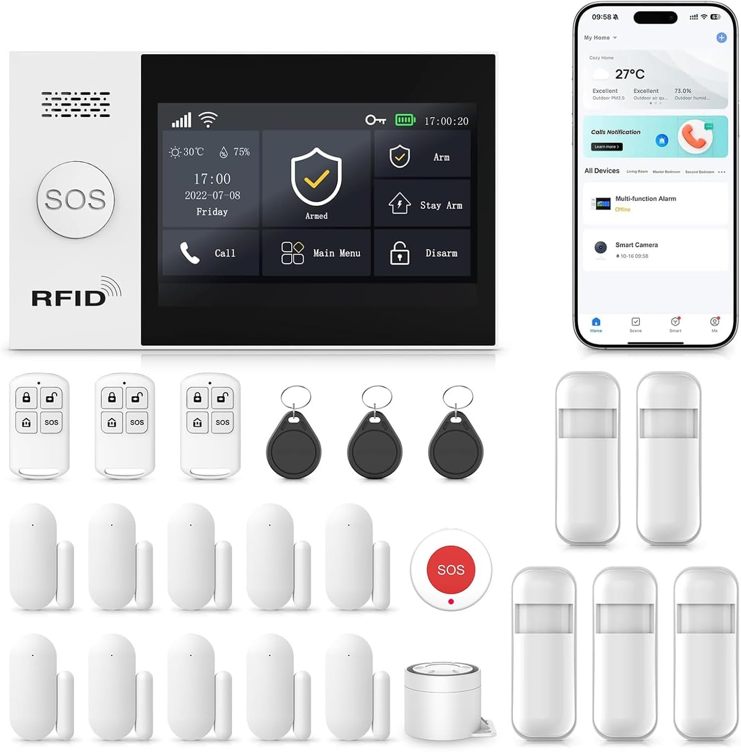 Home Security Systems Alarm System for Home Security GSM/4G+WiFi | 4.3″ Touch Screen | SOS | App Instant Alerts | Wireless Smart System | DIY Motion & Door Sensors | Work with Alexa | No Monthly Fee