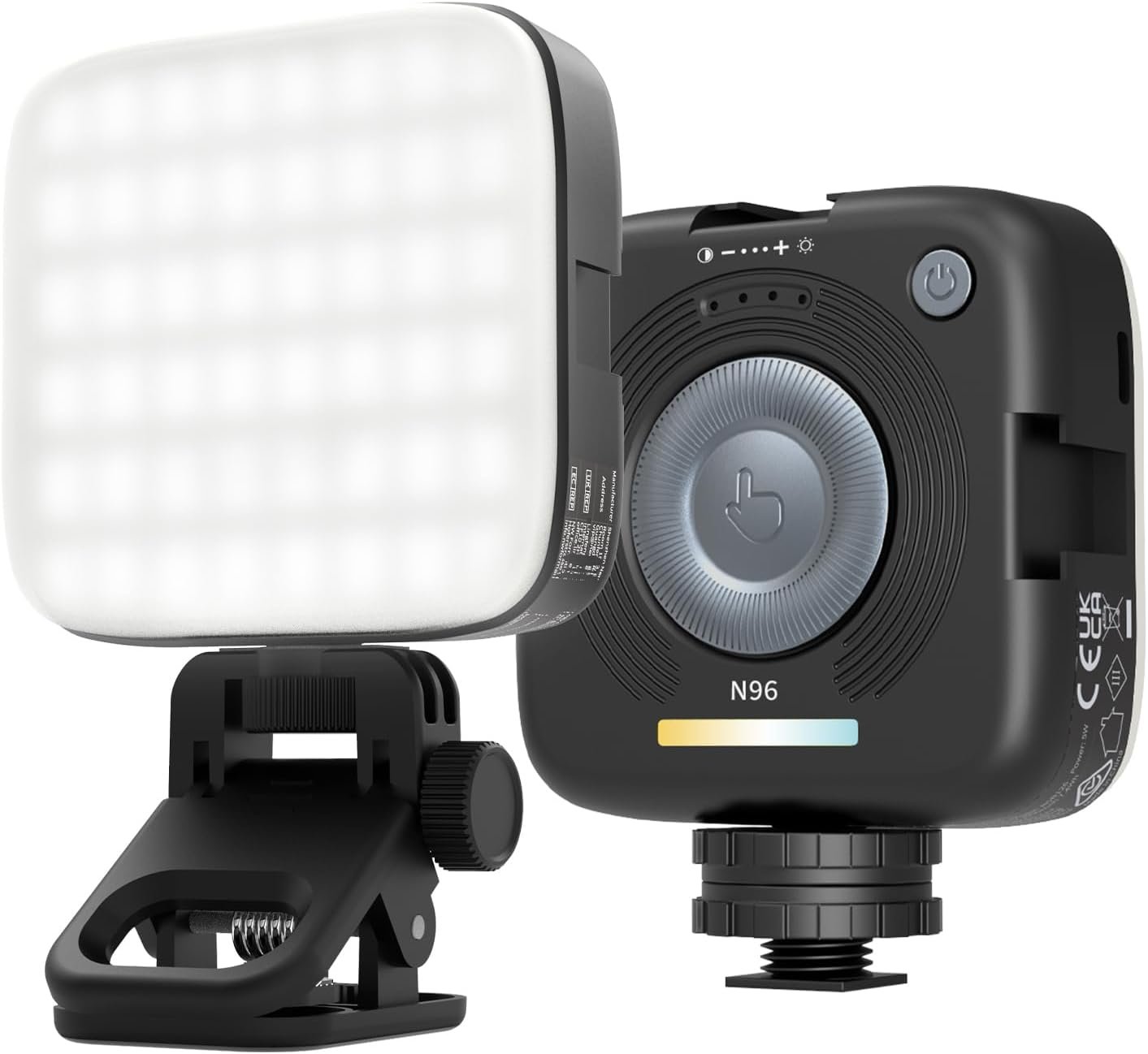 NEEWER Entry Level Version Magnetic LED Camera Light, 96 LEDs Bi Color Small Clip On Panel Light, 2000mAh 3000K-9000K CRI80+, 3 Cold Shoes 1/4″ Thread for Tripod, Video Recording Selfie Lighting, N96