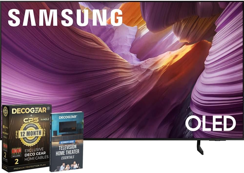 Samsung 65″ OLED HDR 4K S85F Smart TV (2025) Vision AI, OLED HDR, Pantone Validated Bundle with CPS Exclusive 1-Year Protection & Deco Gear Complete Home Theater Beginner’s Guidebook