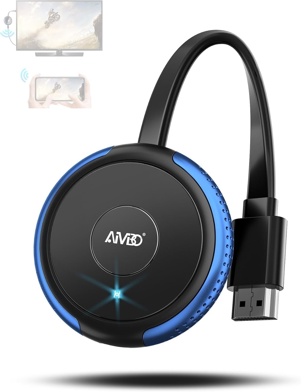 AIMIBO 4K Wireless Display Adapter 5G – Truly Plug & Play HDMI Wireless Dongle, Casting Video from Android iOS Windows MacOS Tablet Laptop to TV Monitor Projector, Support Airplay DLNA Miracast Blue