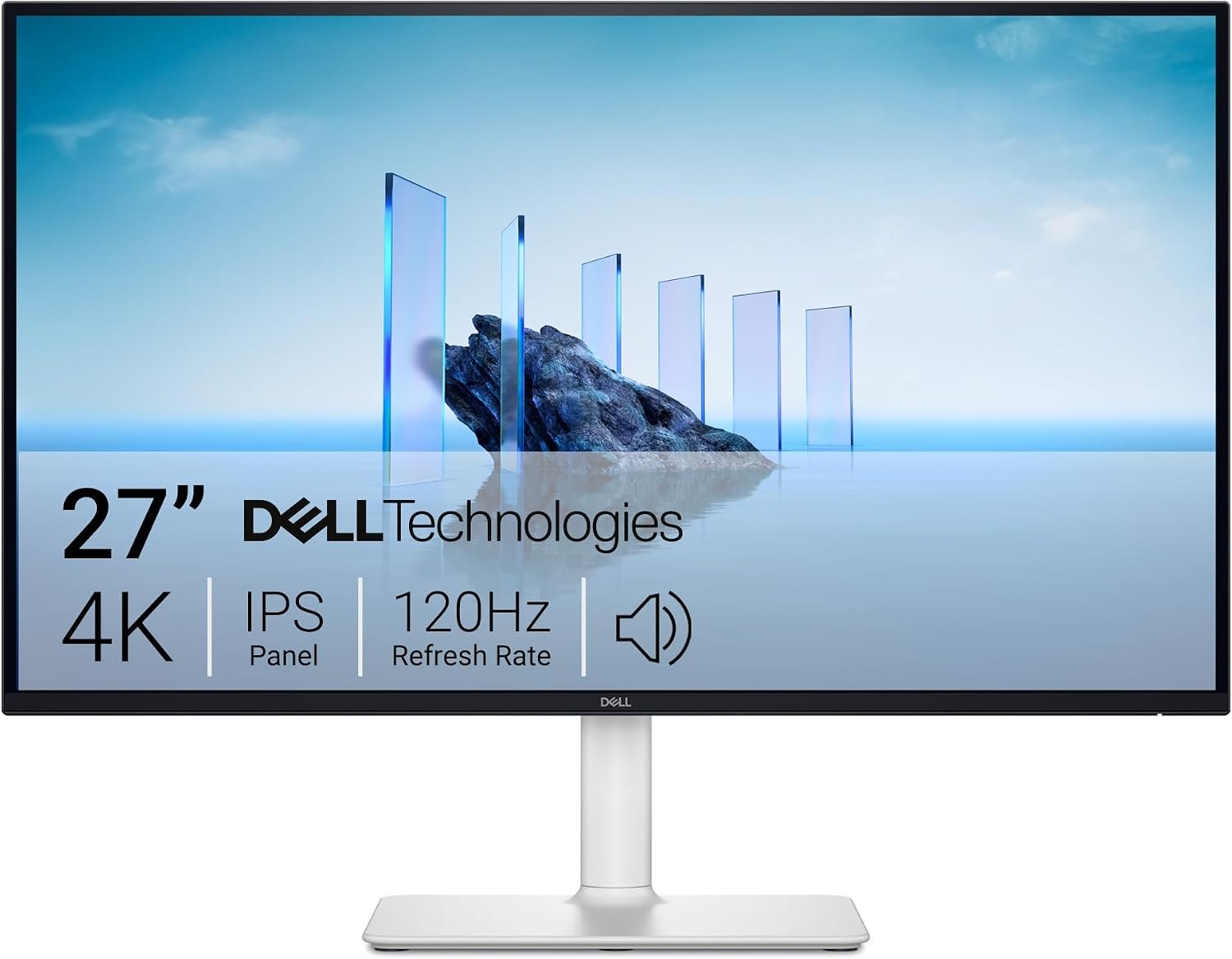 Dell 27 Plus 4K Monitor – S2725QS – 27-inch 4K (3840 x 2160) 120Hz 16:9 Display, IPS Panel, AMD FreeSync Premium, sRGB 99%, Integrated Speakers, 1500:1 Contrast Ratio, Comfortview – Ash White