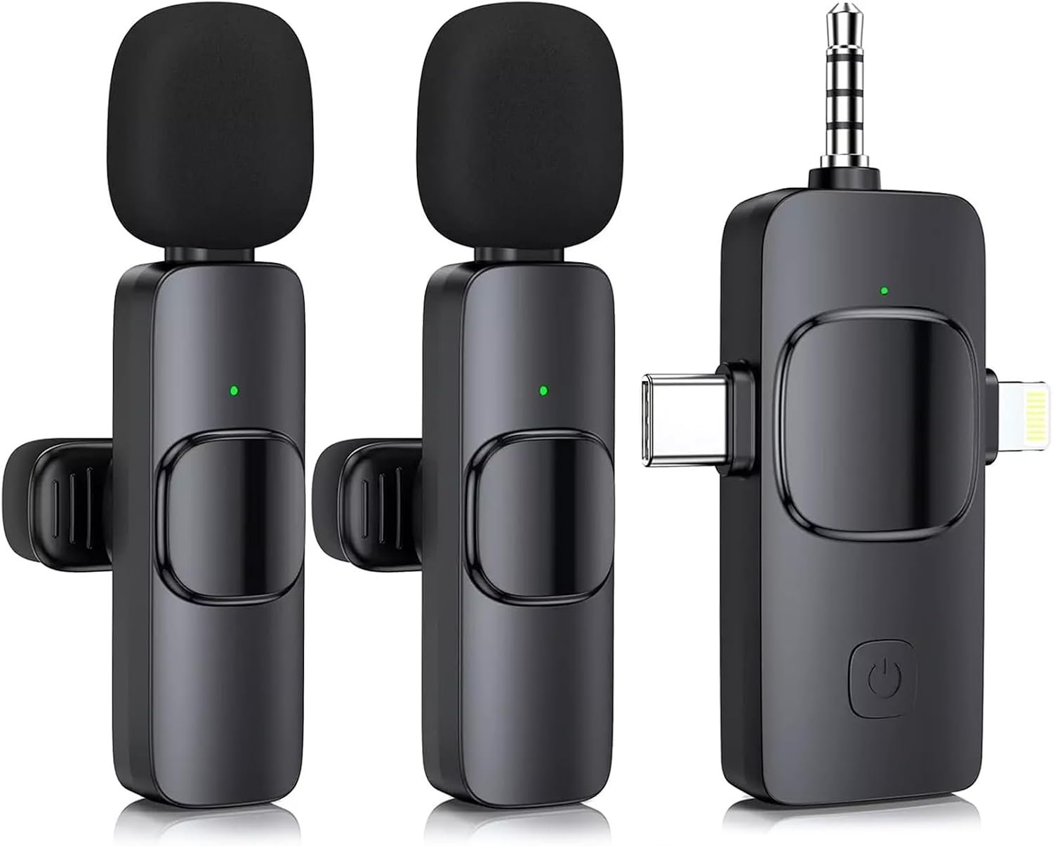 Mini Microphone, 3 in 1 Wireless Microphone for iPhone, iPad, Android, Camera, Professional Wireless Lavalier Lapel Mics for Recording, YouTube, TikTok
