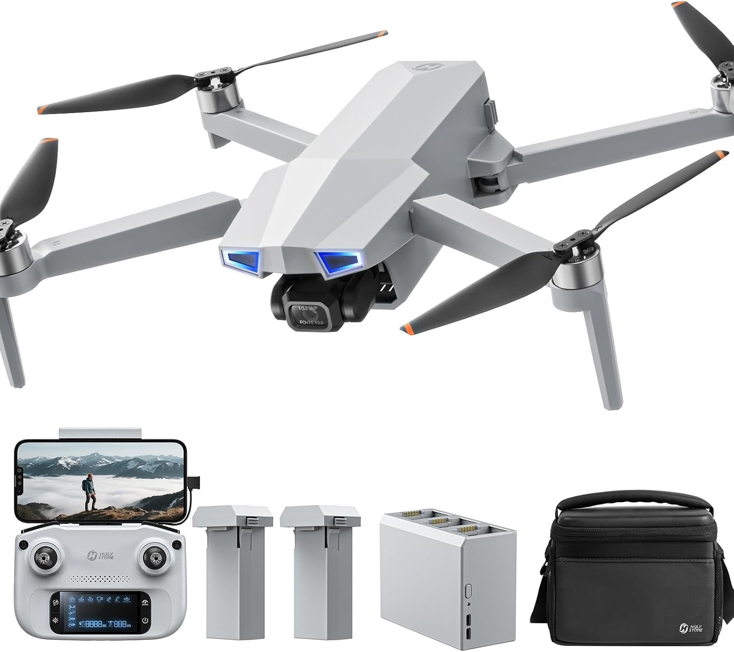 Holy Stone HS790 6K Photo Drone with Camera for Adults, 3 Axis Brushless Gimbal 4K Video, 30000ft Transmission, 60Min Flight with Fast Charging Hub, AI Night Shot, GPS Smart Flight, Beginner Mode