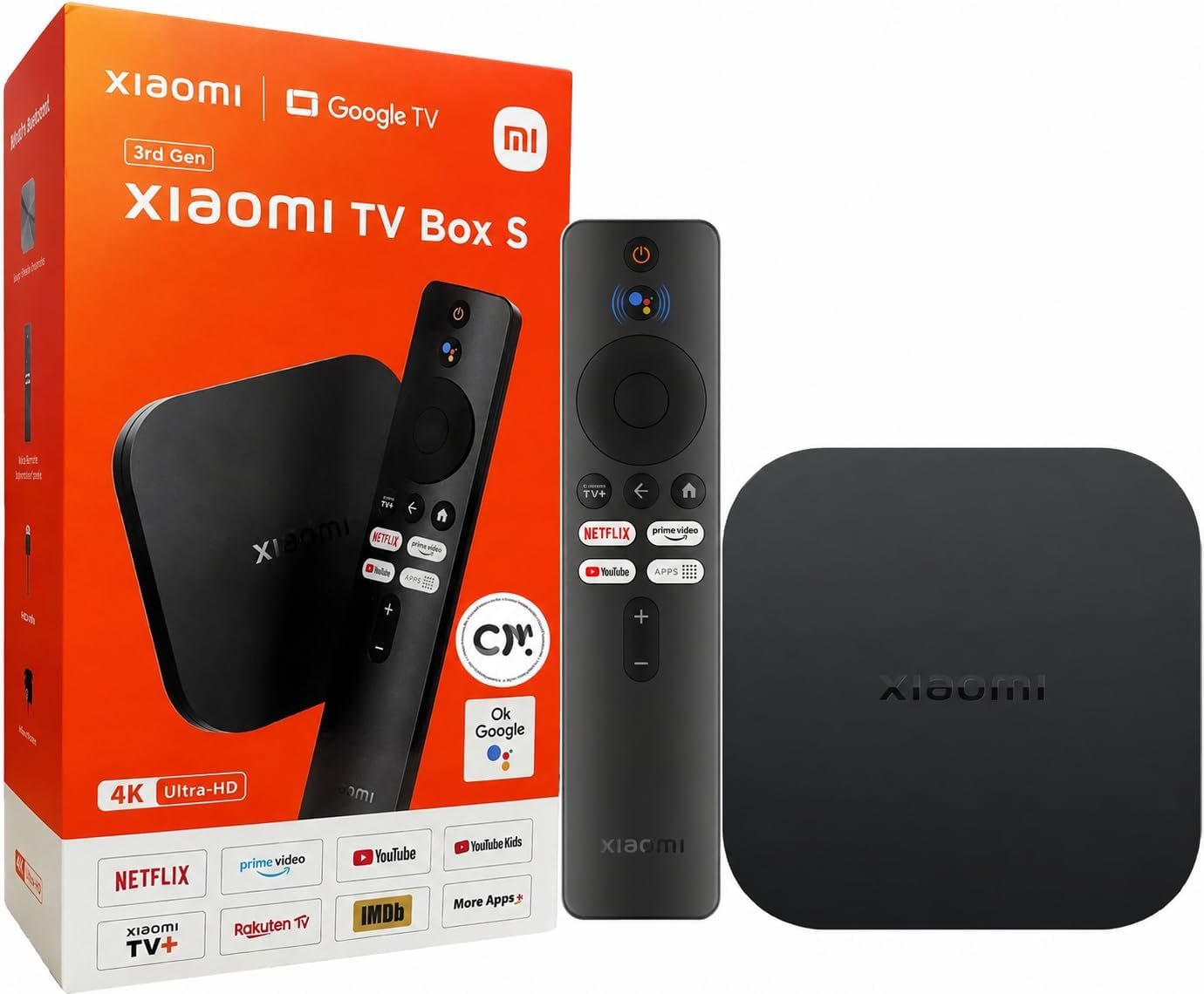 Xiaomi Android Google TV Box S 3rd Gen, 4K UHD TV Box Dolby Vision Atmos & DTS:X, 2GB + 32GB Storage WiFi 6 HDMI 2.1 360° Bluetooth Remote Voice Control for Television Internet Smartphones Streaming