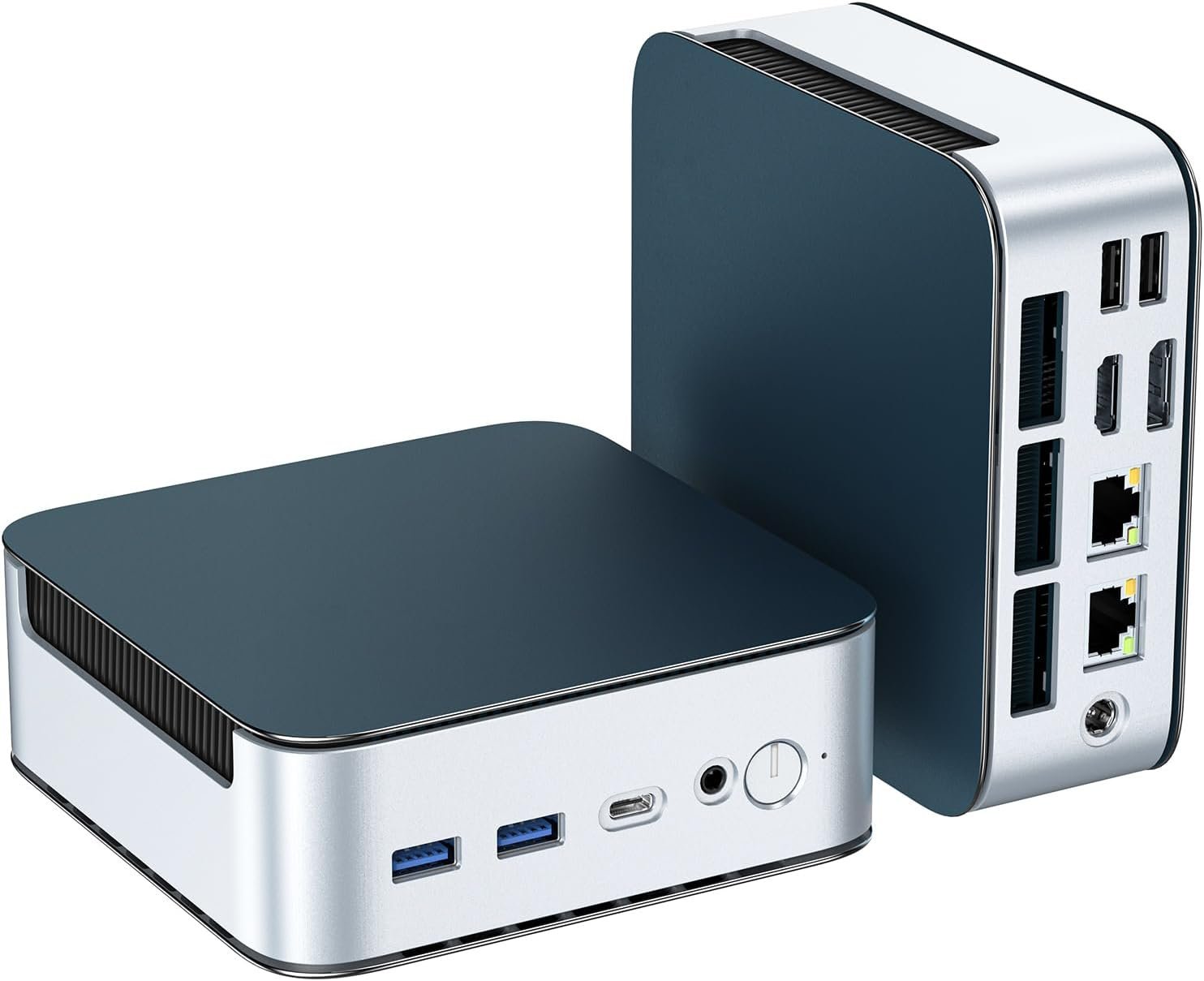 Glorlin Mini PC AMD Ryzen 5300U, 16GB DDR4 512GB NVMe SSD, Triple 4K HDMI/DP/Type-C, WiFi 6 BT5.3, Dual 2.5G LAN, Expandable to 64GB/4TB, Small Desktop Computer Micro PC for Office, Home, Media