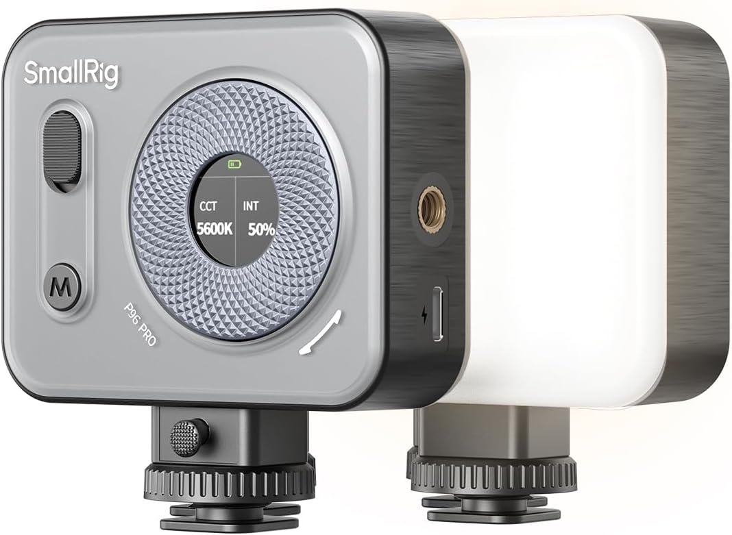 SMALLRIG Vibe P96 Pro Led Video Light, Portable Camera Light for Photography, Cold Shoe Light, CRI95+, 2500-6500K, 5 Effects, Fill Light Accessories for Content Creator, Streaming Black