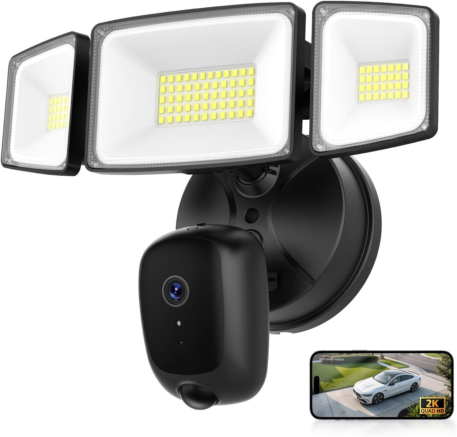 Onforu Hardwired Floodlight Camera Outdoor, 5500LM 2K HD Security Camera with Lights, Color Night Vision, Custom Motion Zones, 2-Way Audio, Built-in Siren, 24/7 Record, 2.4GHz WiFi, Works with Alexa