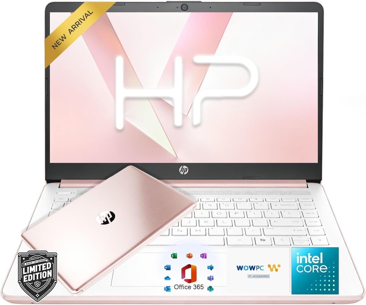 HP 14″ Everyday Laptop • Copilot AI • Intel 4-Core N150 Processor • 128GB SSD • Windows 11 • Microsoft 365 •Fast Response • Long Battery Life • Thin & Portable • Rose Gold