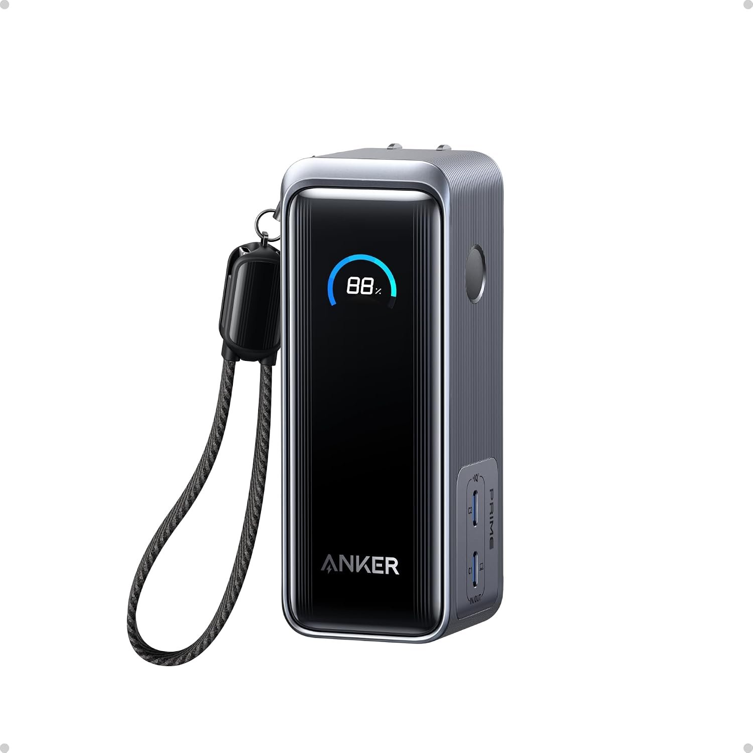 Anker Prime Power Bank, 9,600mAh Battery Pack with 65W Output Wall Charger, Supports PD 3.0 and PPS, 30W Fast Recharging, Sleek Portable Charger for MacBook Pro, iPhone 17/16 Series, Galaxy, iPad