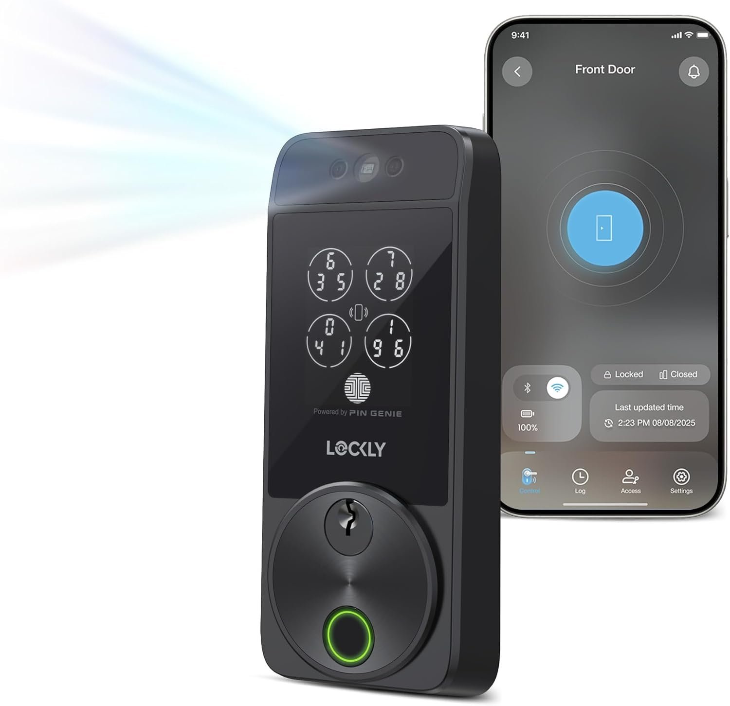 Lockly Visage Zeno Series Smart Lock, Facial Recognition & Fingerprint Keyless Entry Door Lock, Built-in Wi-Fi Deadbolt with Apple Home Key, PIN Genie Keypad, App Remote Control, Easy Installation
