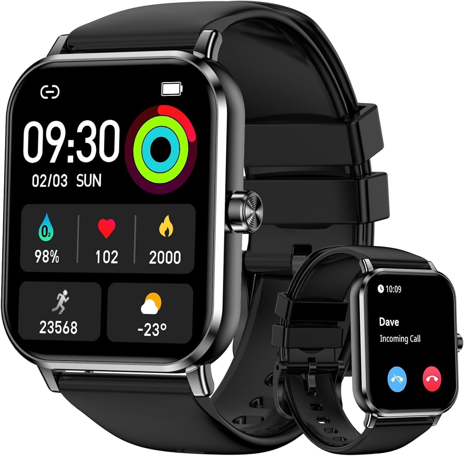 Smart Watch for Men Women, 1.83″ HD Touchscreen Fitness Tracker, Smartwatch with Bluetooth Calling, 130+ Sports Modes, Heart Rate Sleep Step Monitor, 5ATM Waterproof, Compatible with iOS & Android