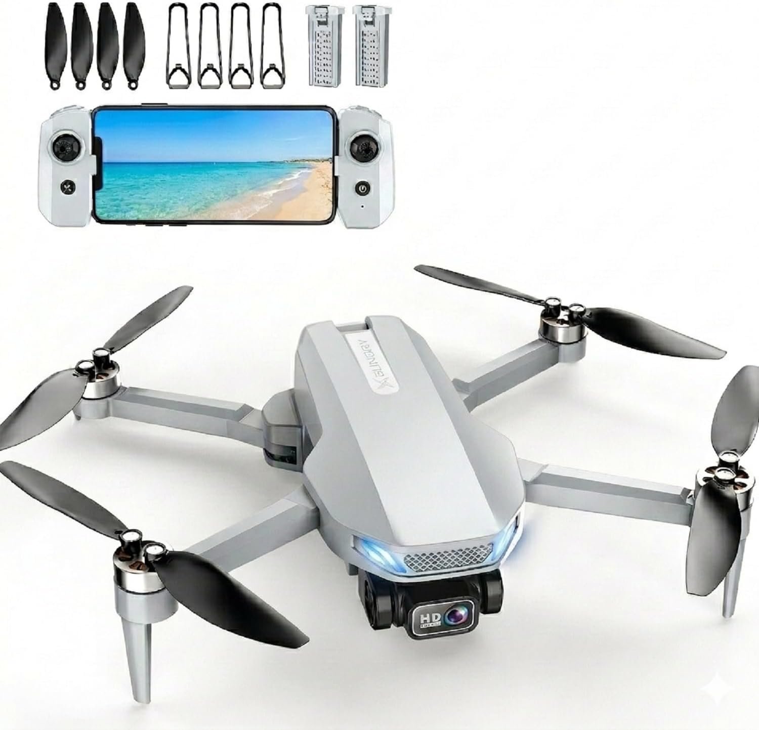2K HD Drones with Camera for Adults, FPV RC Drone with App Control, Brushless Motor Foldable Quadcopter, Optical Flow Hover, Gesture Photo, Waypoint Fly, 2 Batteries for Beginner Starter