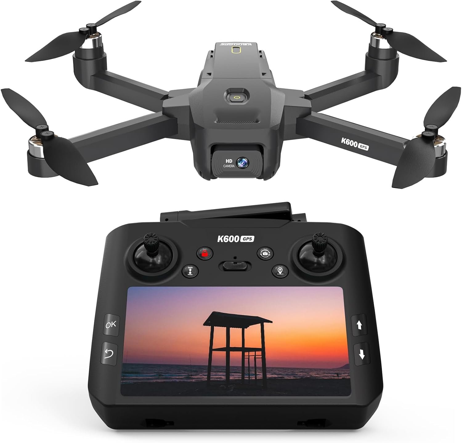 K600GPS Brushless Drones with EIS Camera for Adults Beginners Kids, Drone with 4.5” Screen on Controller, FPV Drone with Auto Return Follow Me Mode, Drone with GPS for Adult Holiday Gifts, Under 249g