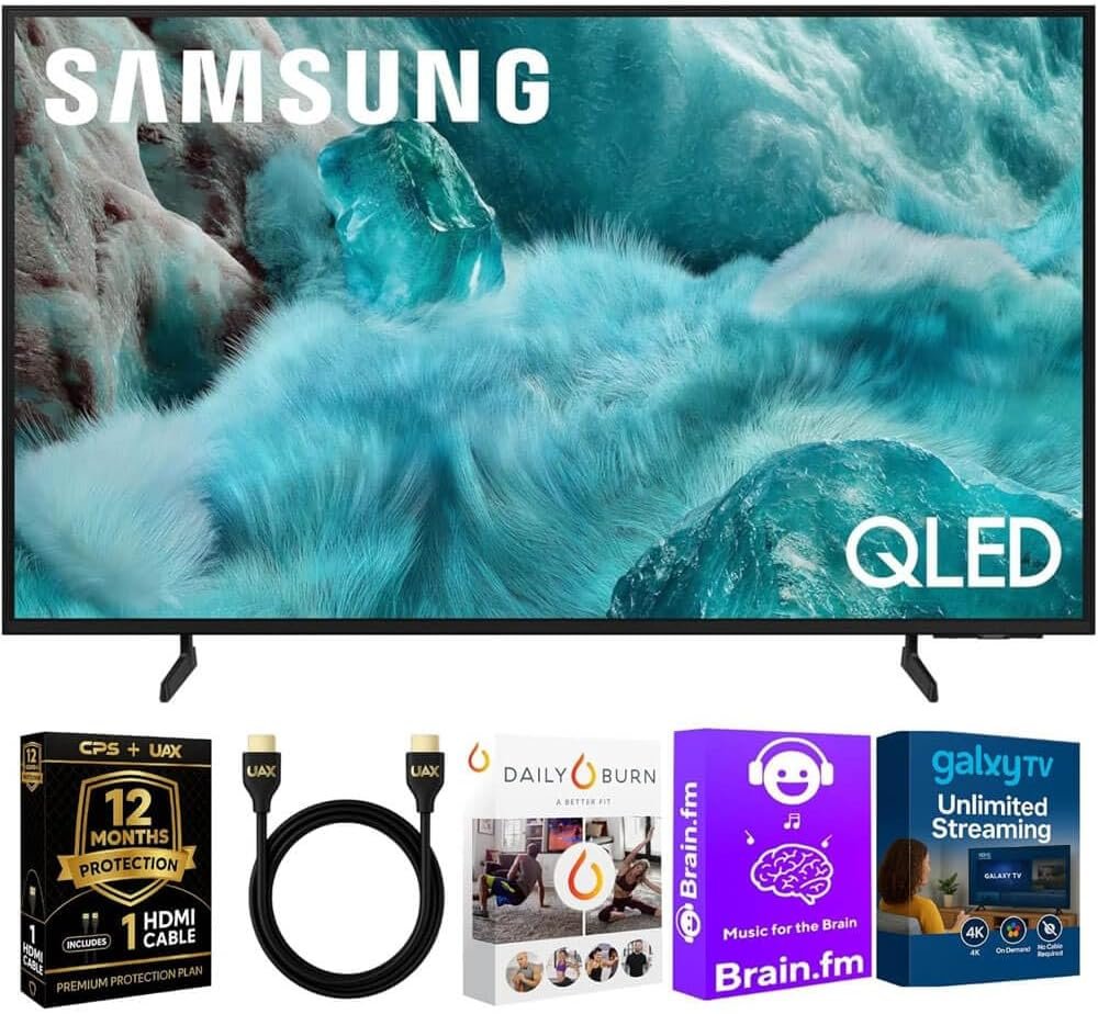 Samsung 43-Inch Q7F Series QLED 4K UHD Smart TV – HDR10+, Alexa Build-in, Bluetooth w/ 12 Month CPS Protection Plan, AUX HDMI Cable, Streaming Bundle
