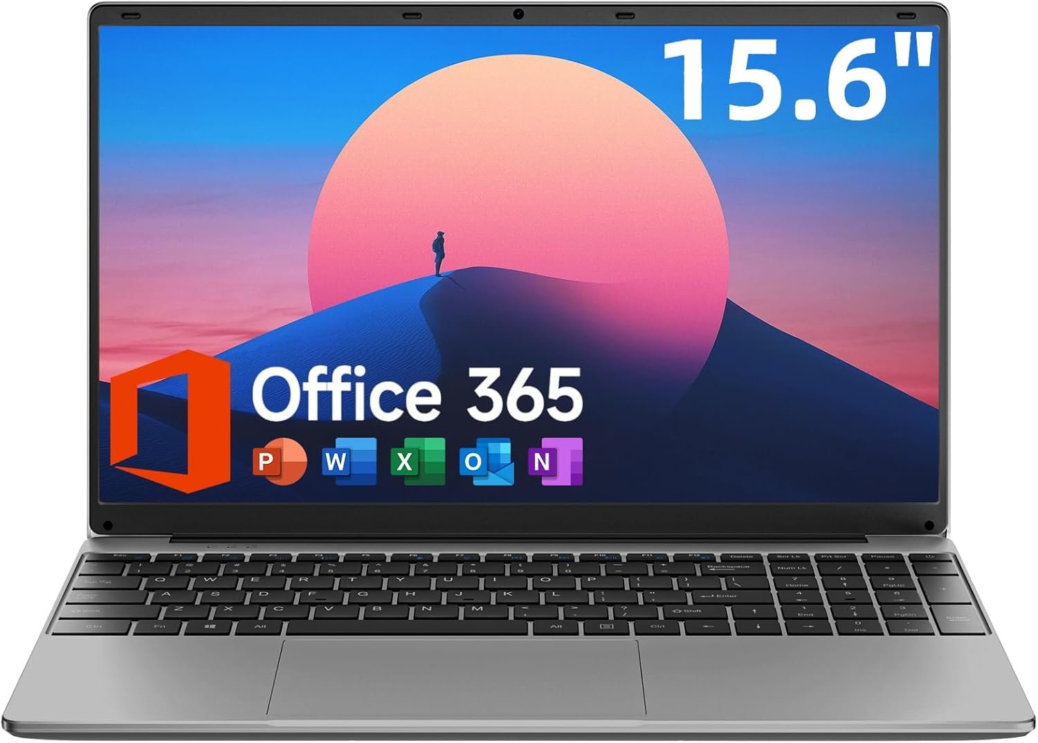 15.6 Inch Laptop with Office 365, 4GB RAM, 128GB Storage Expandable 1TB, 5205U Processor, HD Display, Windows 11 Laptops Computer, Wi-Fi 5, BT4.2, Numpad, Type-C, for Business and Students.