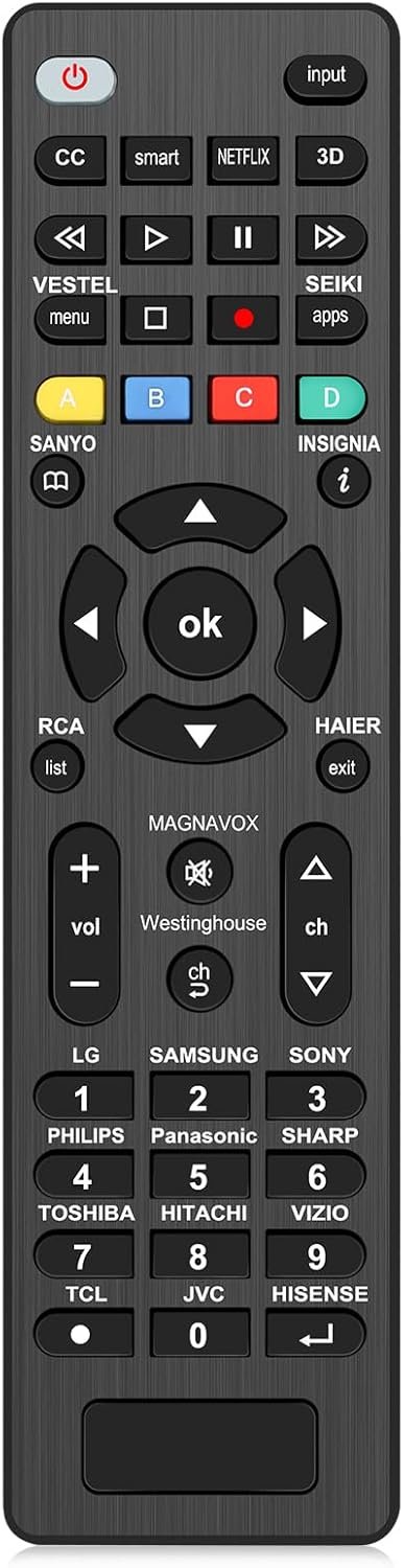 Universal Remote Control for Samsung, LG, Vizio, TCL, Sony, Insignia, Sharp, Philips, Panasonic, JVC, Hisense, Toshiba, Sanyo, Seiki, and Other Brands Smart TV(Universal TV Remote)
