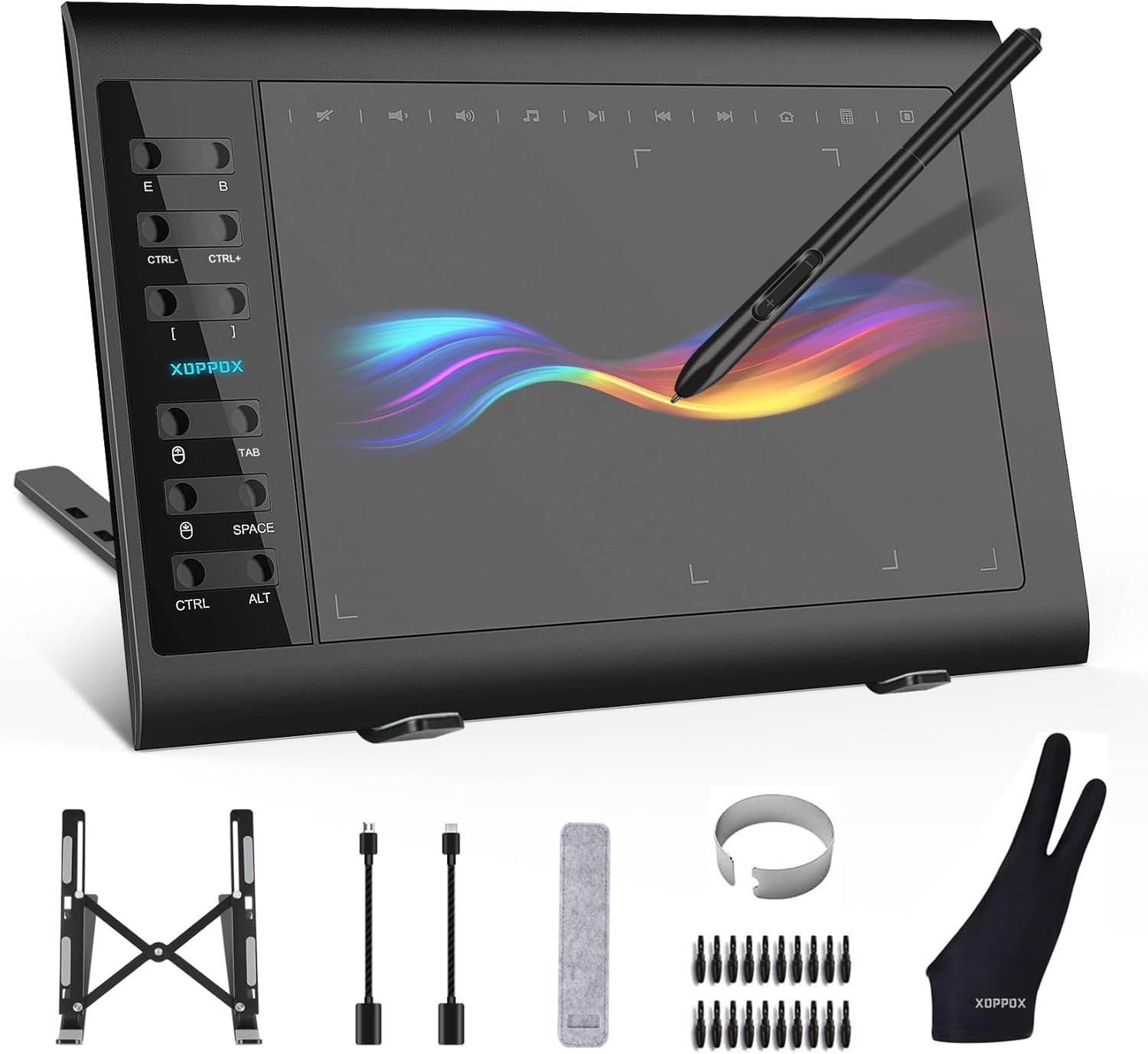 Graphics Drawing Tablet, 10×6 Inch Large Active Area with Battery-Free Stylus, 8192 Levels of Pen Pressure and 12 Hot Keys, Compatible with PC/Mac/Android for Painting, Design & Online Teaching