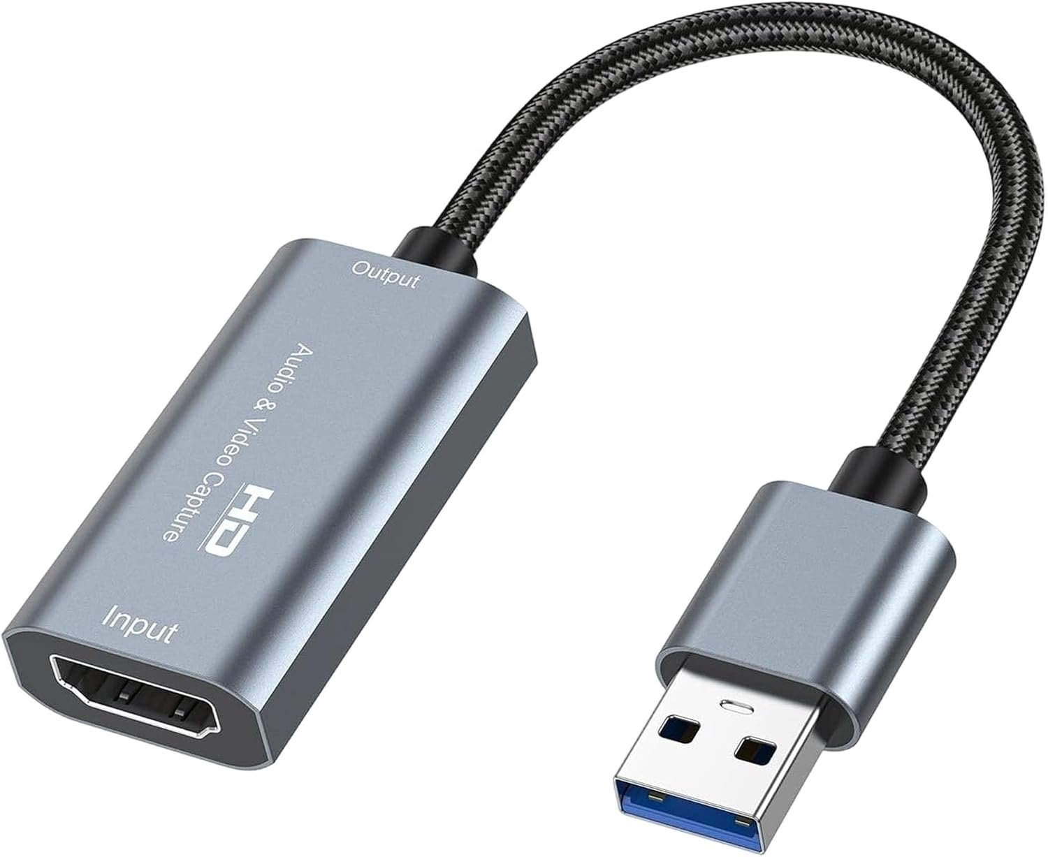 HDMI Capture Card USB 3.0, 1080P 60FPS Video Capture Card, 4K@30Hz HDMI to USB A Capture Adapter for Streaming, Gaming, Recording, OBS, PS5, Xbox, Switch, DSLR Camera, Windows Mac Linux