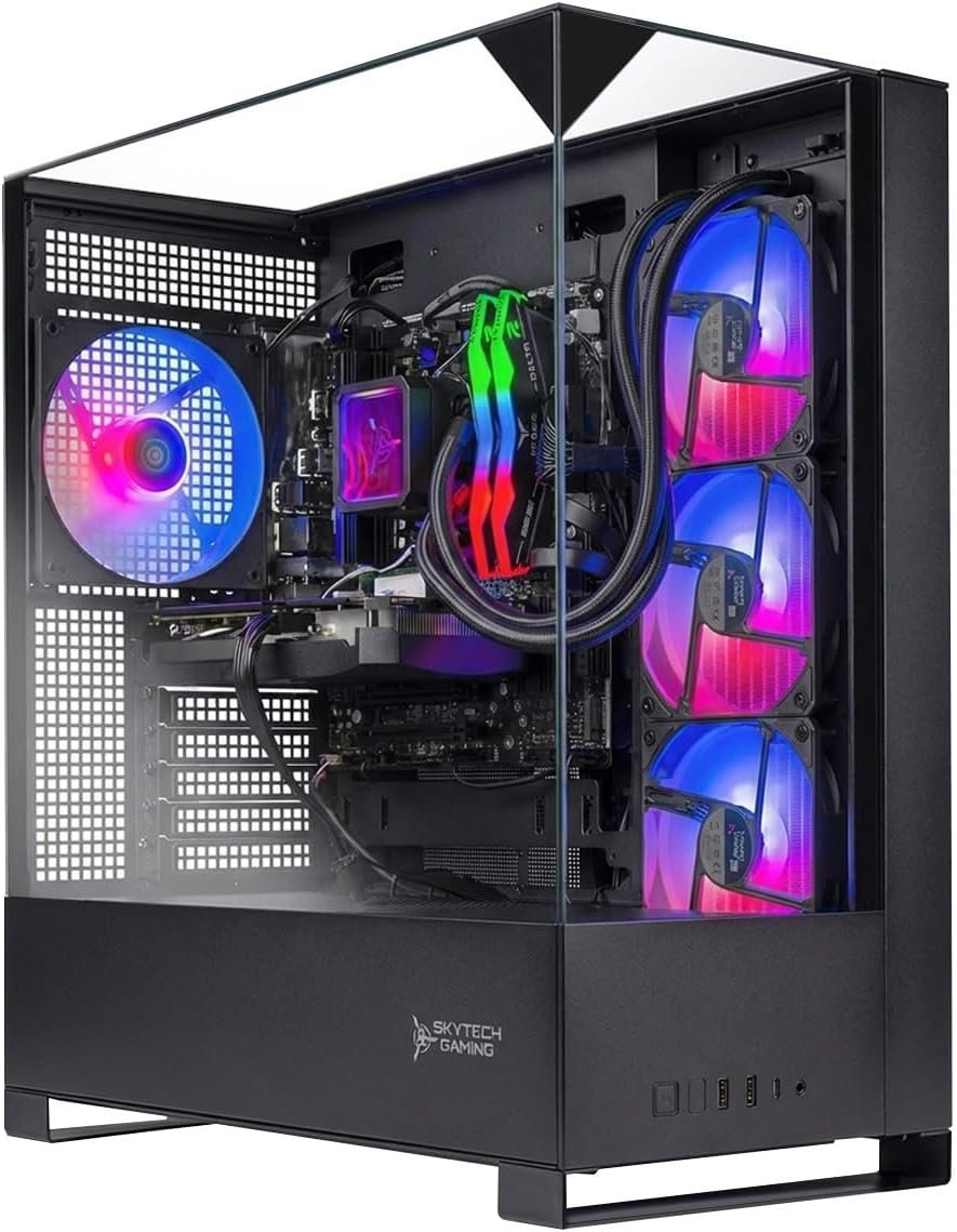 Skytech Gaming Shadow 5 Gaming PC, AMD Ryzen 7 9700X 3.8GHz, NVIDIA RTX 5060 Ti 16GB VRAM, 1TB NVMe SSD, 16GB DDR5 RAM 6000, 750W Gold PSU, 360 ARGB AIO, WI-FI 5, Windows 11, Desktop
