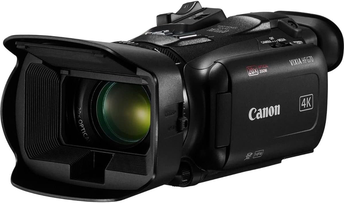Canon VIXIA HF G70 Camcorder 1/2.3″ 4K UHD CMOS Sensor 20x Optical Zoom, 800x Digital Zoom, Image Stabilization, HDMI, USB Live Streaming, Time Stamp On-Screen Display Recording