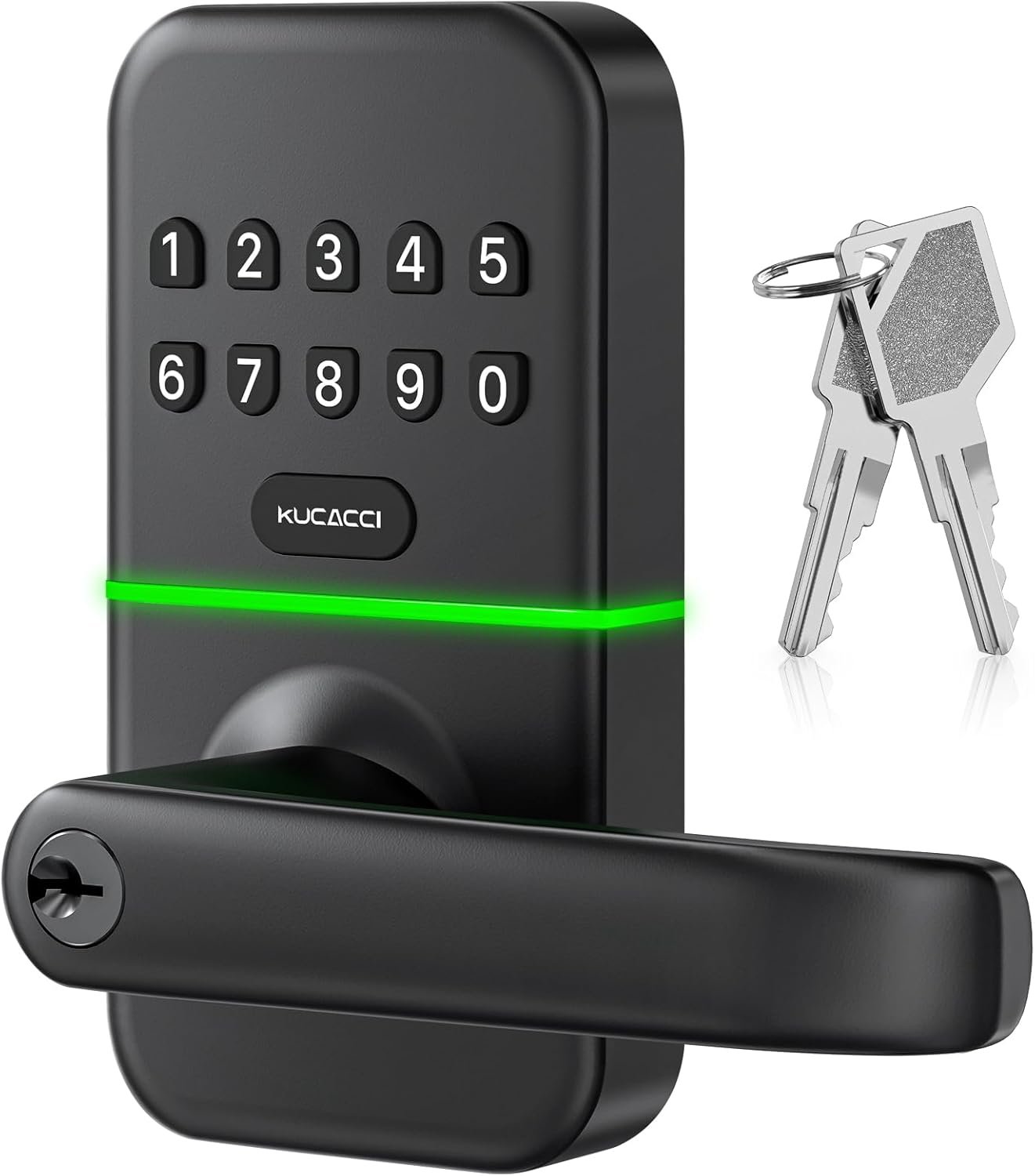 Smart Door Handle Lock with Keypad: Kucacci Keyless Entry Digital Knob for Front Door – Electronic Smart Lock with Keypad – Exterior Code Door Knob – Easy Installation