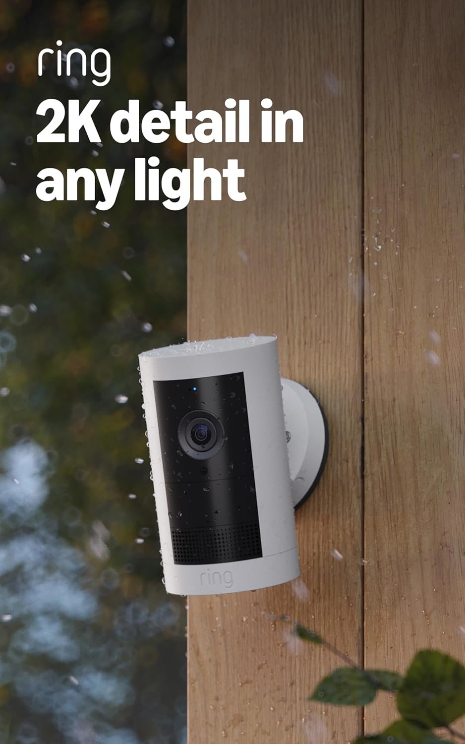 Ring Outdoor Cam Plus, Battery (newest model), Home or business security, Wide-Angle 2K Video with Ring Vision, Low-Light Sight for full-color night vision, Mount-Anywhere Versatility, White