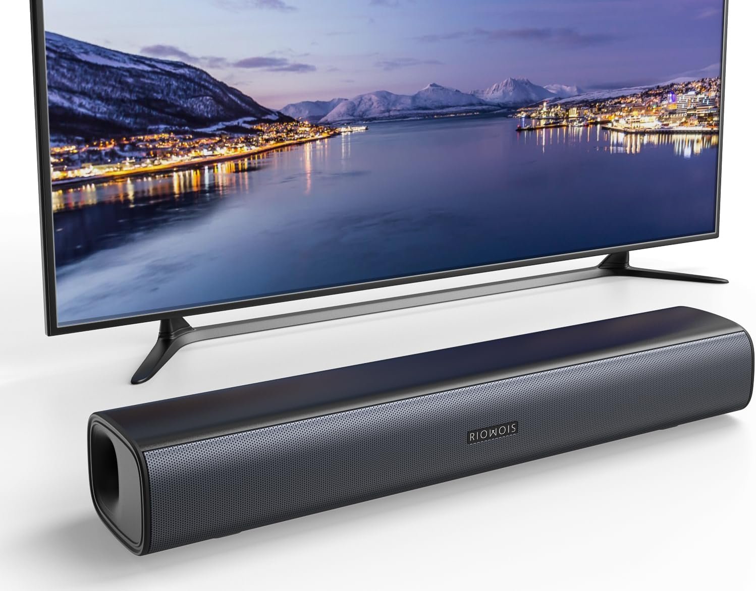 RIOWOIS Sound Bar for Smart TV, Soundbar for TV with Bass Reflector and Easy Set up, Home Audio Surround Sound System for TV PC Projector, Wall Mountable