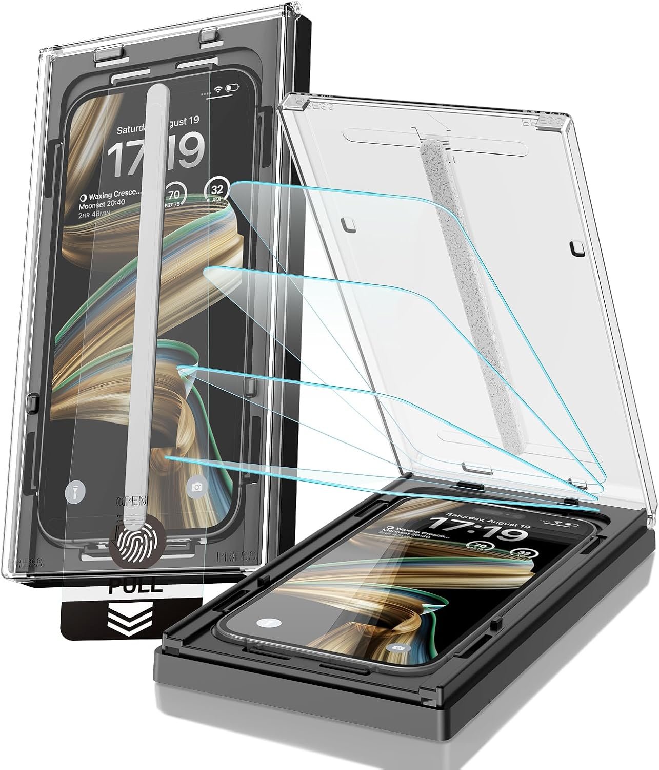 EZ-GLAZ-4 Pack for iPhone 16 Pro Screen Protector[6.3″] 9H+ Hardness 12FT Military Grade Shatterproof Long Durable Tempered Glass Film with Flawless Fit Box, HD Clear, Scratch Resistant