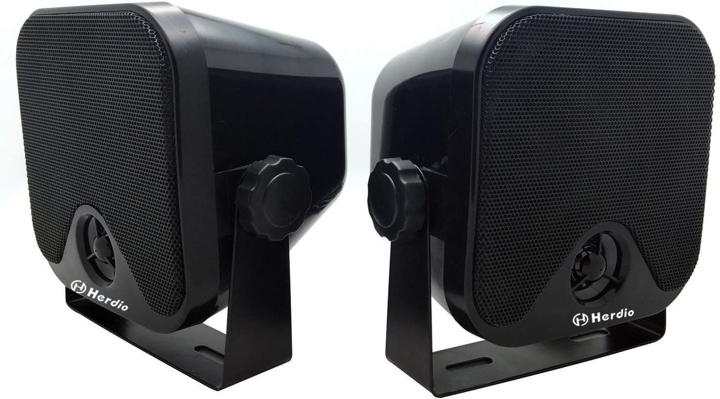4 Inches Heavy Duty Waterproof Boat Marine Box Outdoor Speakers Surface Mounted for Skid Steer ATV UTV RZR Golf Cart Tractor Powersports Boat Truck Jeep