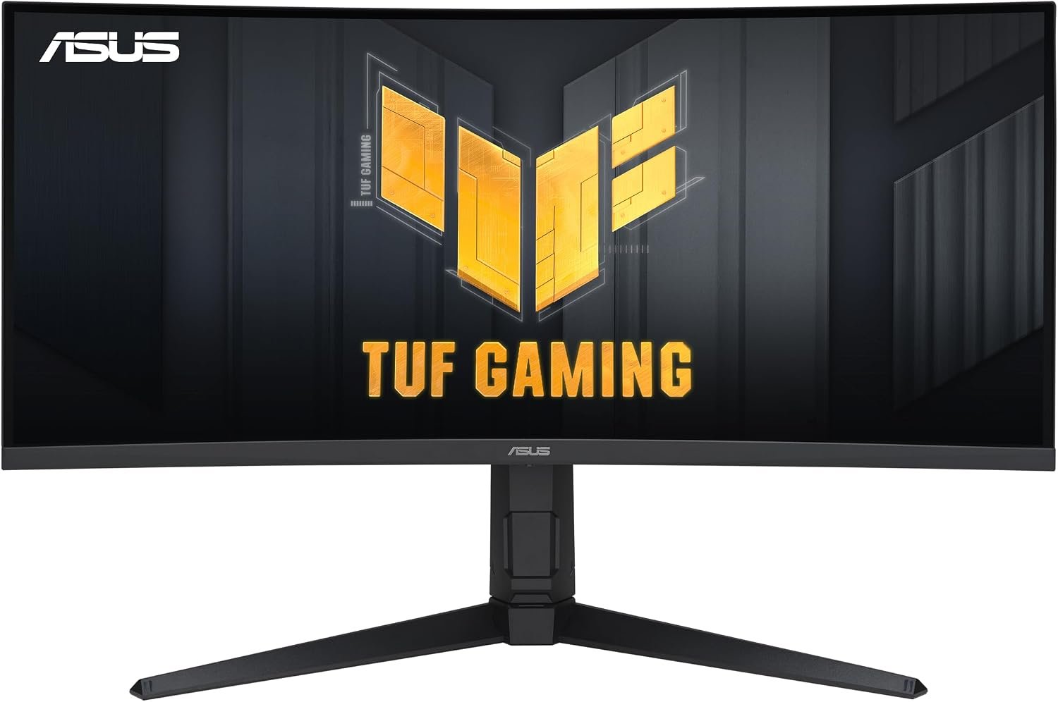 ASUS VG34VQL1B TUF 34 Inch Curved Gaming Monitor – WQHD (3440×1440), 165Hz, 1ms, Extreme Low Motion Blur, FreeSync Premium, Eye Care, Height Adjustable, DisplayHDR 400, DisplayPort, HDMI, USB