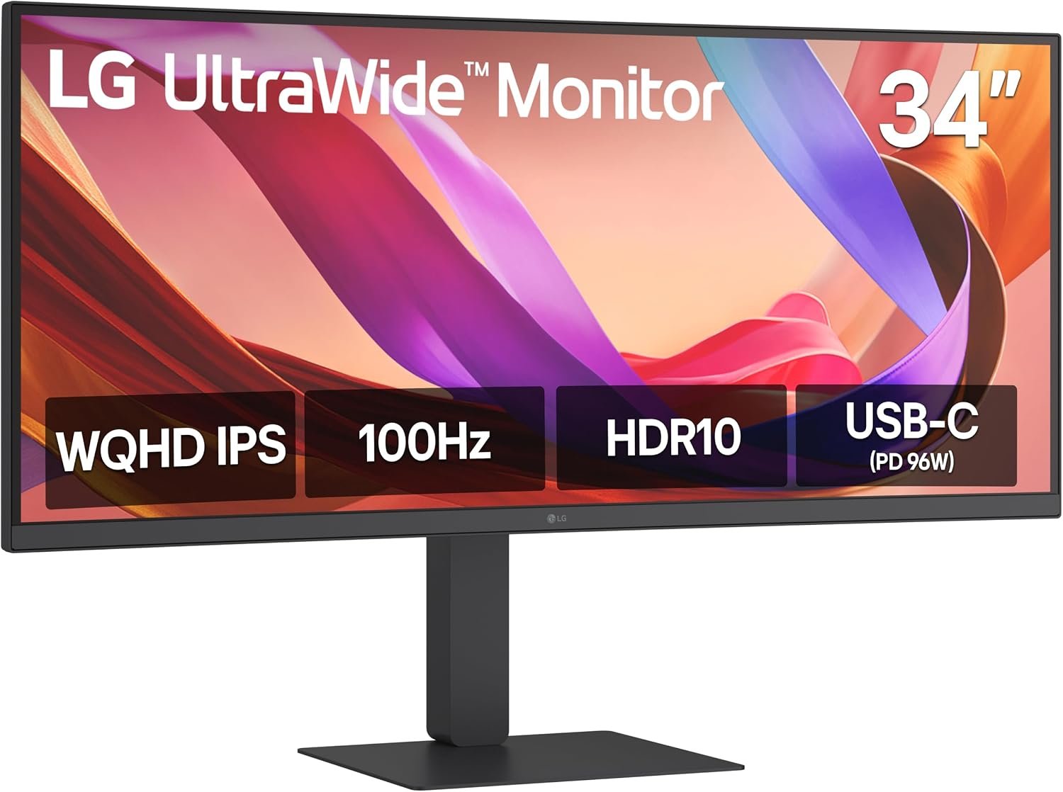 LG 34U650A-B 34-inch UltraWide WQHD (3440 x 1440) IPS Curved Wide Computer Monitor, 100Hz, HDR10, Built-in Speaker, HDMI, DisplayPort, USB Type-C PD 96W, Tilt/Height/Swivel Adjustable Stand, Black