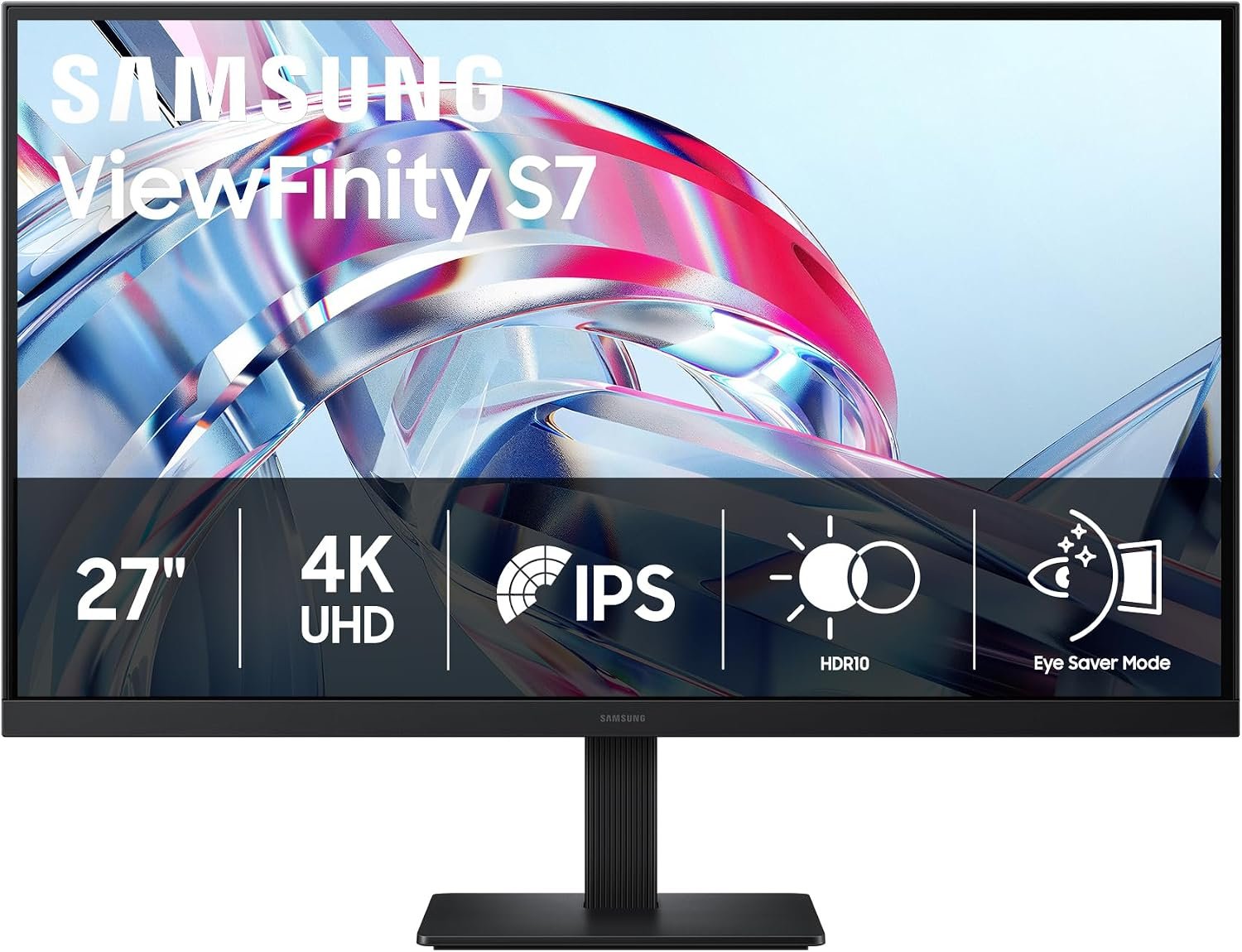 Samsung 27″ ViewFinity S7 (S70H) High-Resolution Monitor – 4K UHD (3840×2160), IPS, HDR10, Eye Saver Mode, HDMI and DP Ports, Display Manager, LS27H70DEANXZA