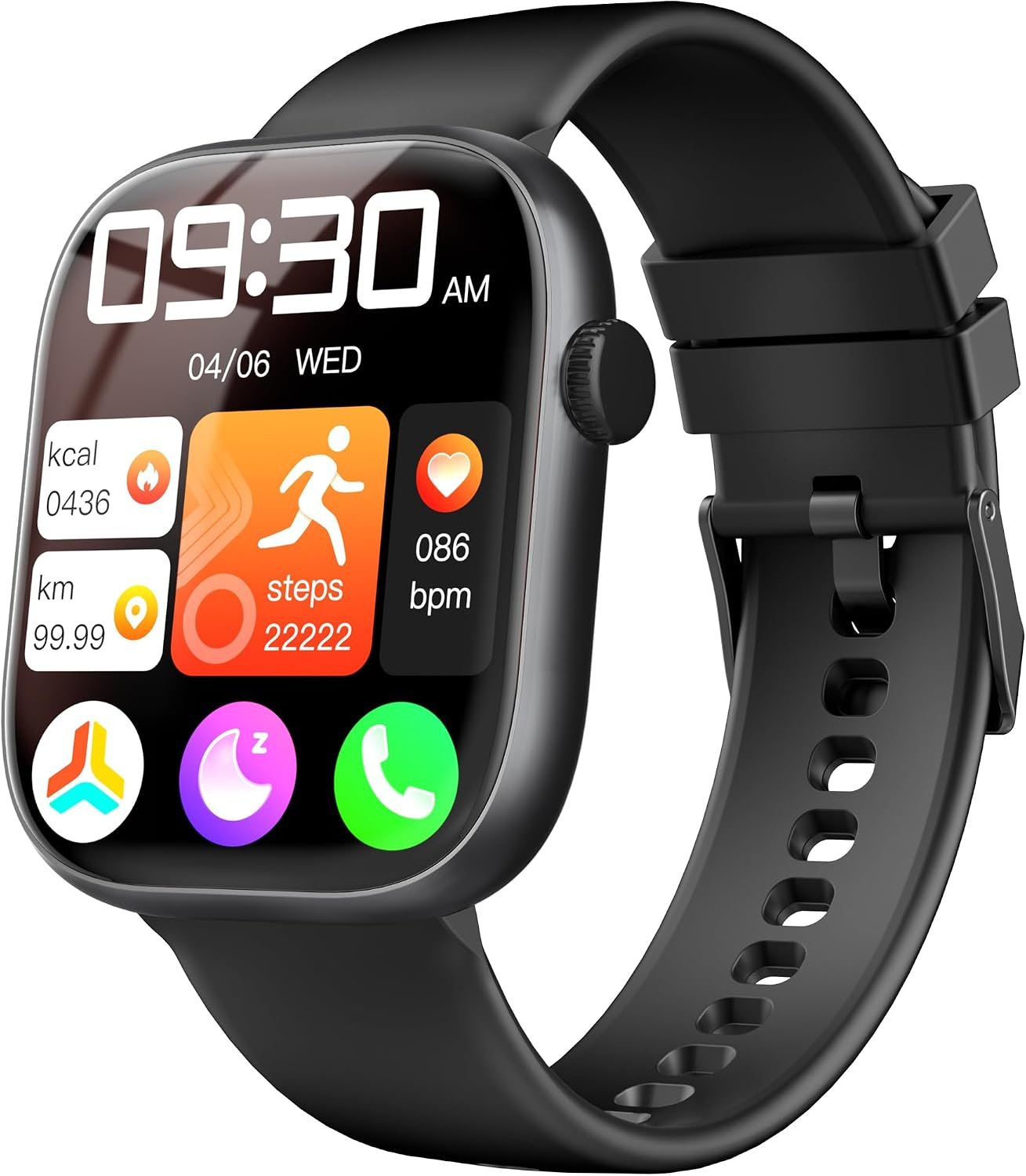 Smart Watch for Women Men, Fitness and Sleep Trackers with 1.83″ HD Touchscreen, Bluetooth Calling Smartwatch for Android/iOS, IP67 Waterproof Multi-Sport Modes Pedometer, Jet Black