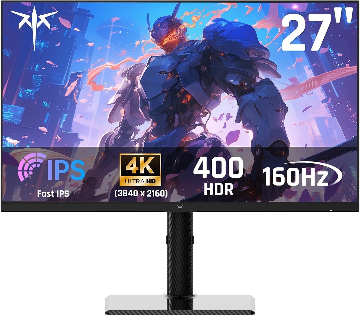 KTC 27 Inch 4K Gaming Monitor – UHD 160Hz Monitor with Fast IPS Panel, 1ms MPRT, 140%sRGB, HDR 400, Adaptive Sync, HDMI DisplayPort, Height Tilt Pivot Swivel Adjustable, Carbon Fiber Backcover, U27T6