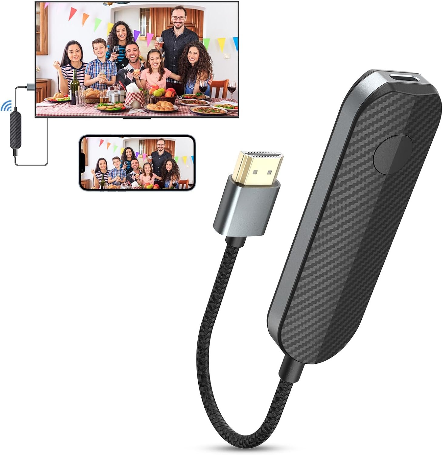 lulaven Wireless HDMI Adapter for iPhone iPad (iOS Only, Not for Android), AirPlay Screen Mirroring to TV Monitor Projector, Plug & Play iShare iOS Display Dongle, Support YouTube Tiktok, HD 1080P