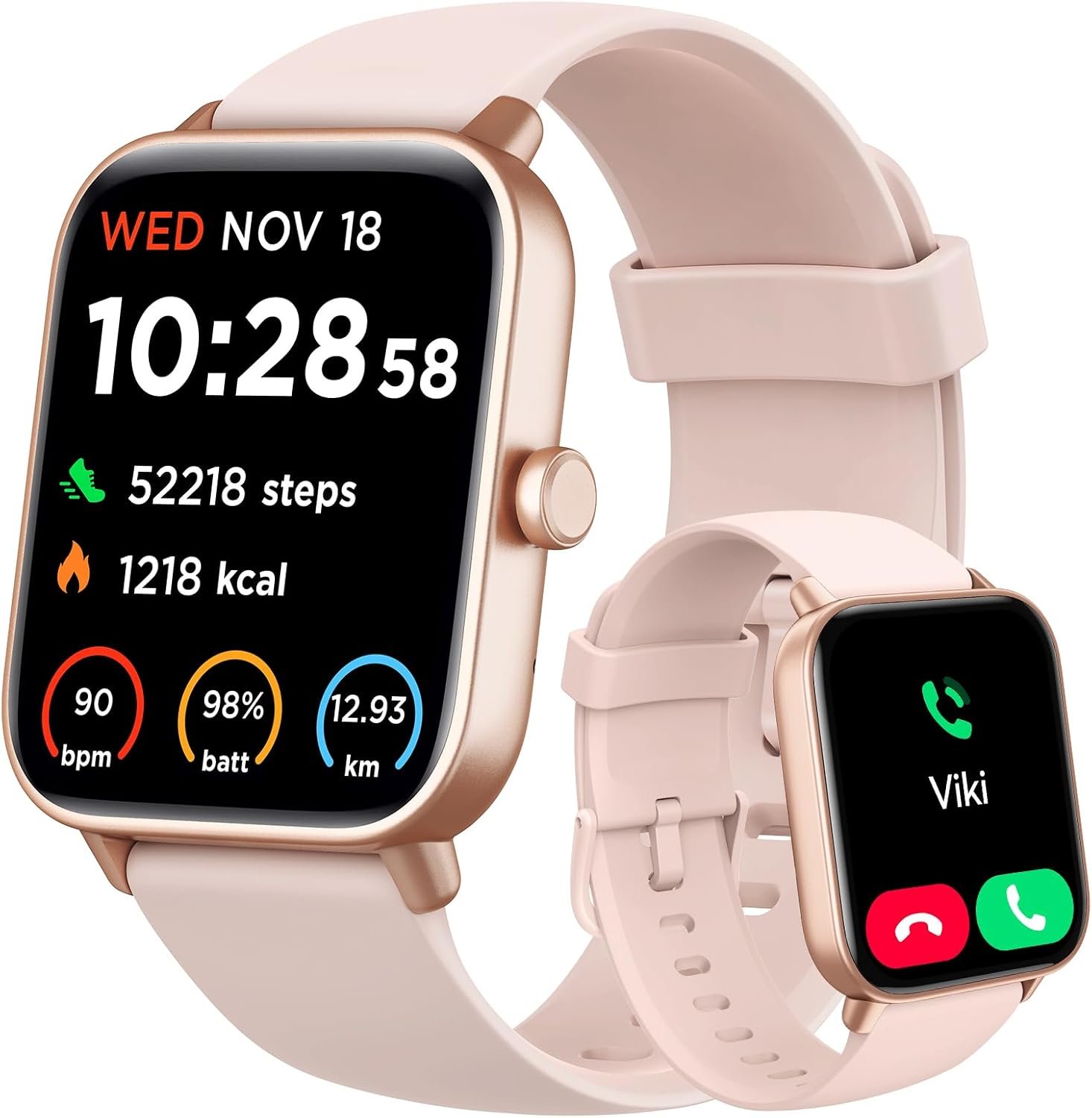 Smart Watch for Women Android & iPhone, Alexa Built-in, IP68 Waterproof Activity Fitness Tracker with Bluetooth Call (Answer/Make), 1.8″ Smartwatch with Heart Rate/SpO2/Sleep Monitor, 100+ Sports Mode | Pink