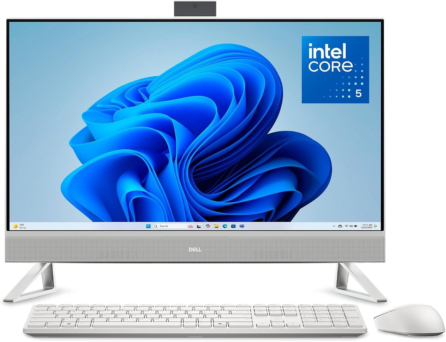 Dell 27 All-in-One Desktop ec27250-27-inch FHD (1920 x 1080) Display, Intel Core 5 Processor 120U, Graphics, 16GB DDR5 RAM, 512GB SSD, Windows 11 Home, Onsite Service – White