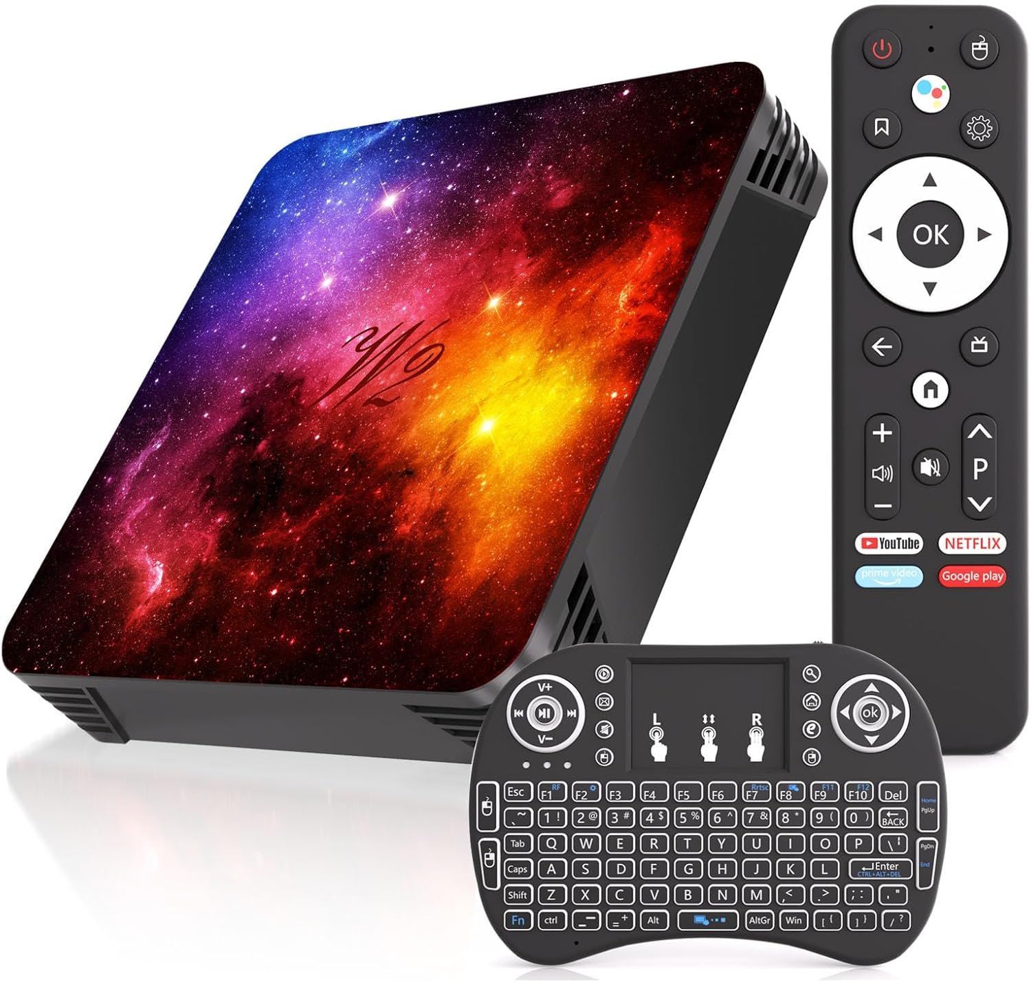 Android 14.0 TV Box 4GB RAM 64GB ROM, Support 4K Dual-WiFi 2.4G/5G Quad-core Smart TV Box, Bluetooth4.2 HDMI Cable USB2.0 with Mini Keyboard