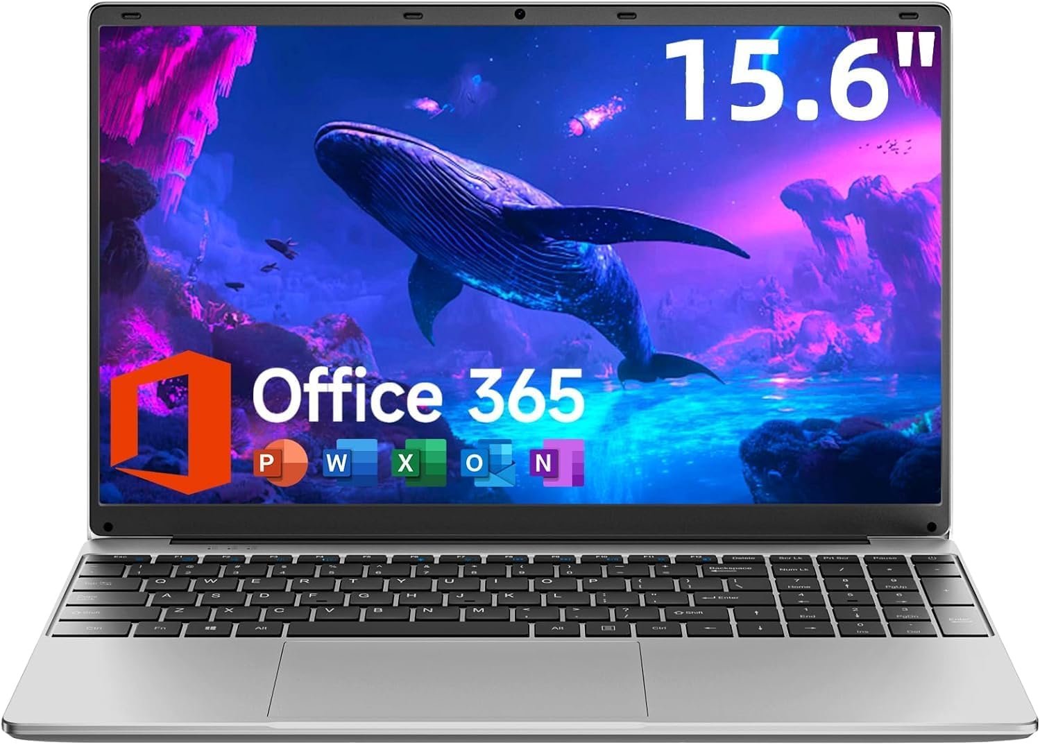 15.6 Inch Windows 11 Laptop, 5205U Processor, 4GB RAM 128GB Storage Expandable to 1TB, FHD Display with Numpad, Office 365 Pre-Installed, Wi-Fi 5 Bluetooth 4.2, Type-C for Student & Business