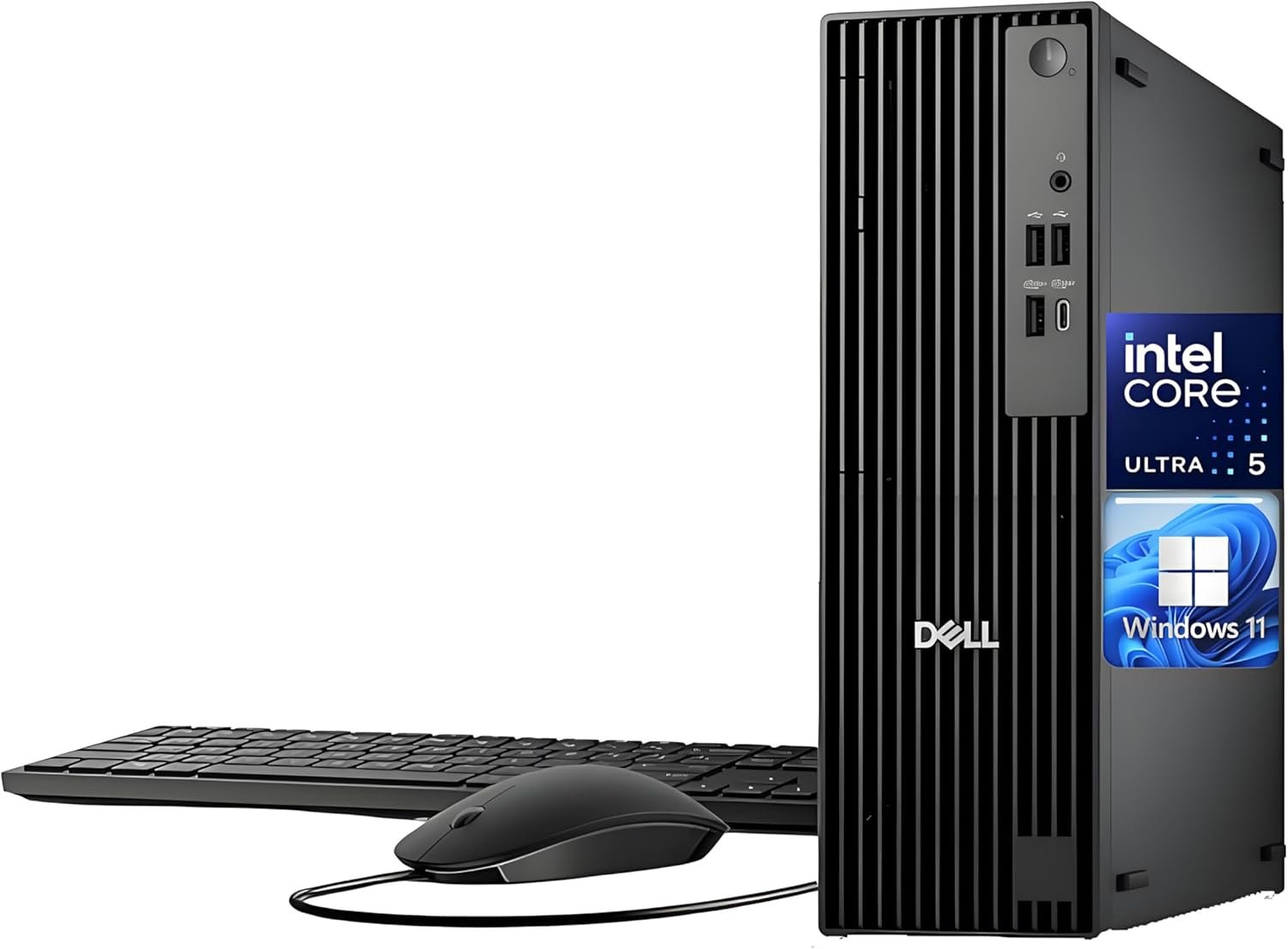 Dell Pro Slim QCS1250 Business Desktop Computer, Intel Core Ultra 5 235(Beats i7-12700), 16GB DDR5, 512GB PCIe SSD, Dual 4K Monitor Support, USB-C, HDMI, RJ-45, Wi-Fi, Wired KB & Mouse, Windows 11