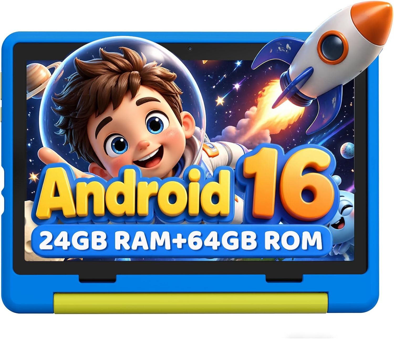 Urao Kids Tablet, Android 16 Tablet for Kids 10 inch with Case, 24GB RAM 64GB ROM 1TB TF Card Expandable for Toddler Children, Parental Control, Dual Camera, WiFi,Gift