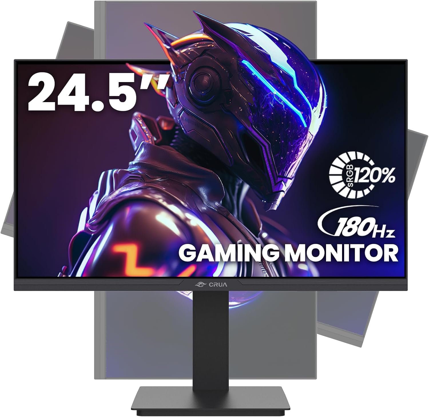 CRUA 24.5Inch Gaming Monitor 165Hz/180Hz, FHD(1920x1080P) 120% sRGB Computer Monitor, Height/Pivot/Swivel/Tilt Adjustable Vertical Monitor, Support FreeSync, DP,HDMI, Wall Mount (75mmX75mm)